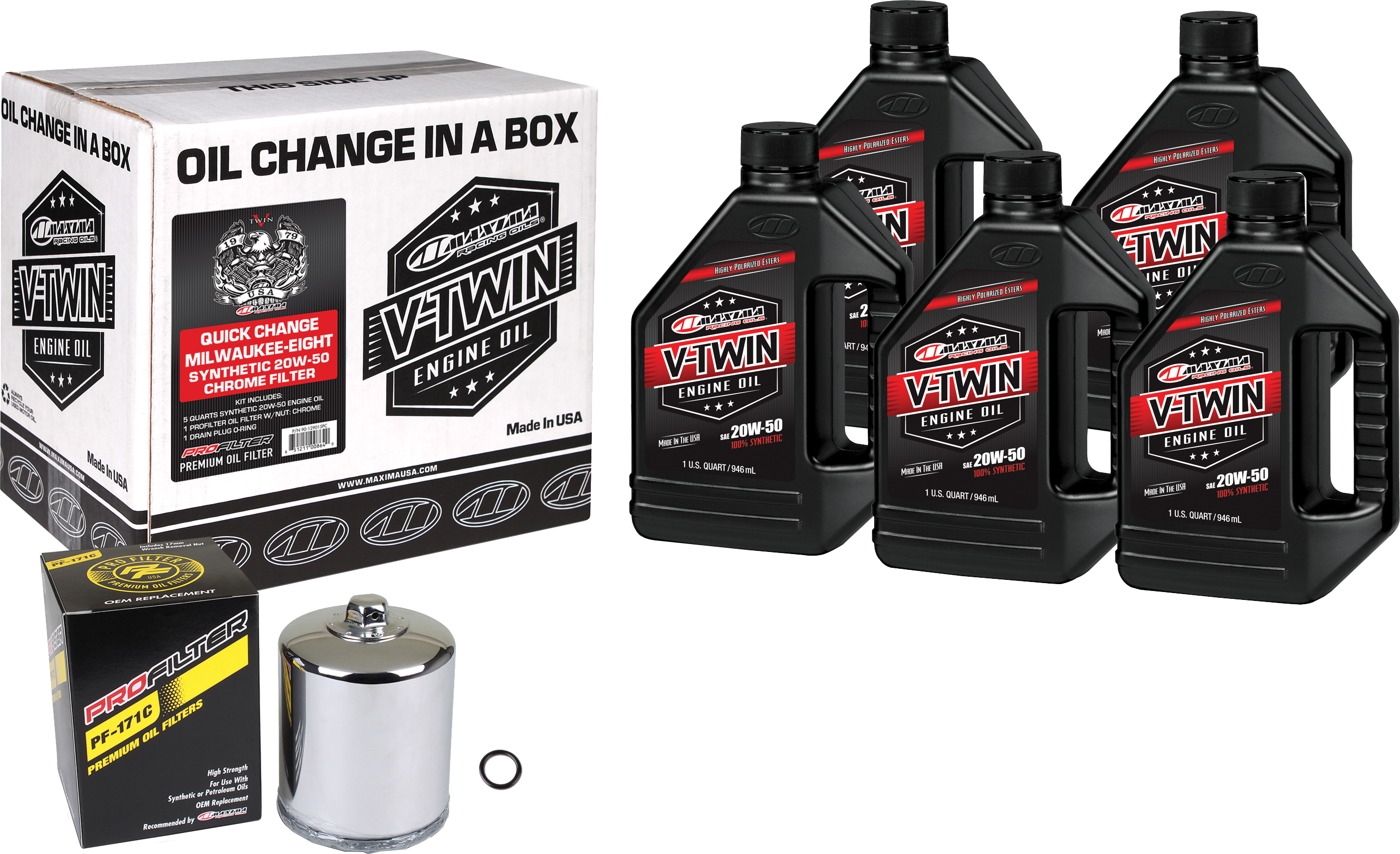 V-TWIN SYN OIL CHANGE KIT M8 CHROME FILTER