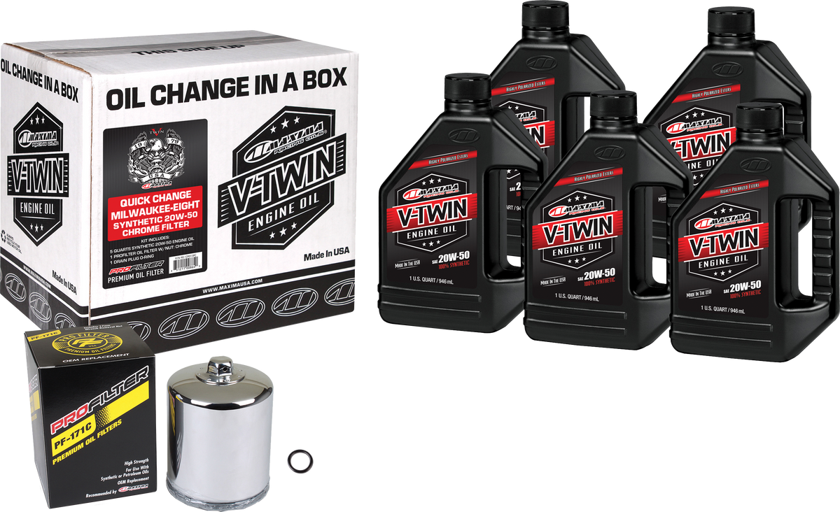 V-TWIN SYN OIL CHANGE KIT M8 CHROME FILTER