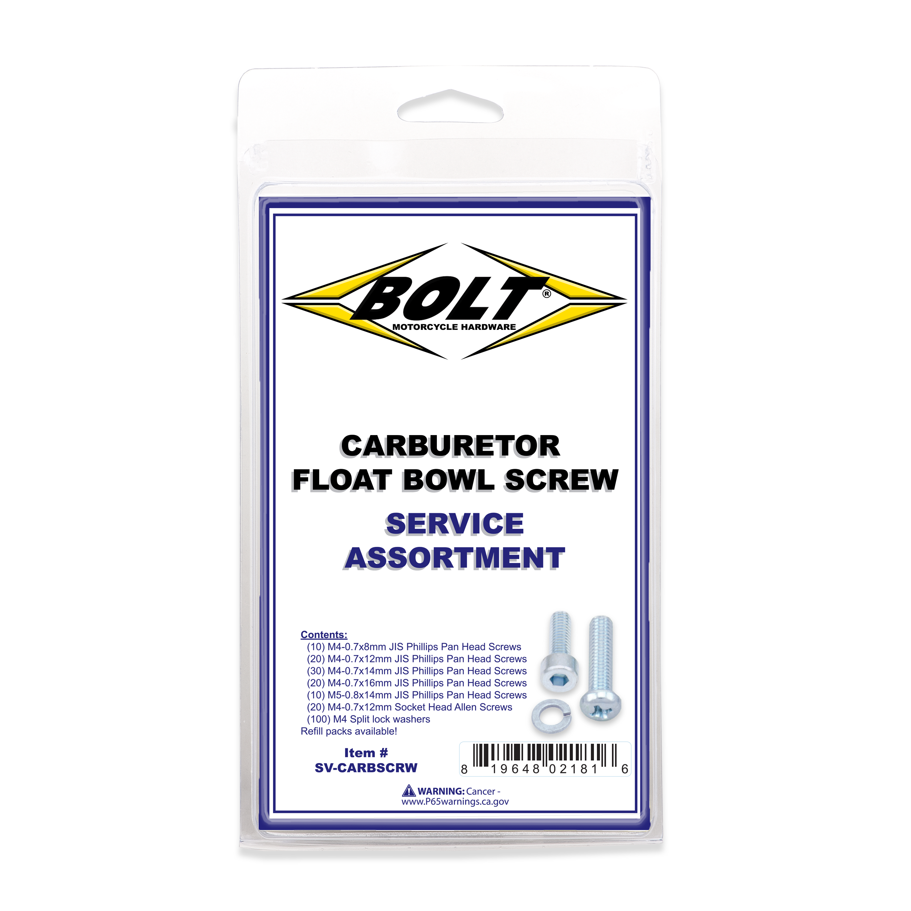 CARBURETOR FLOAT BOWL SCREWS ASSORTMENT 210 PIECE KIT