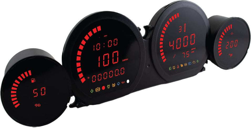 4 PIECE RED LED GAUGES `14-22 FLHT FLHX FLTR