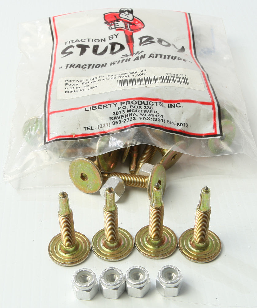 POWER POINT PUSH-THRU CARBIDE STUDS 1.50" 24/PK