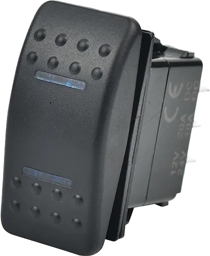 LIGHTED ROCKER 3 POSITION SWITCH BLUE