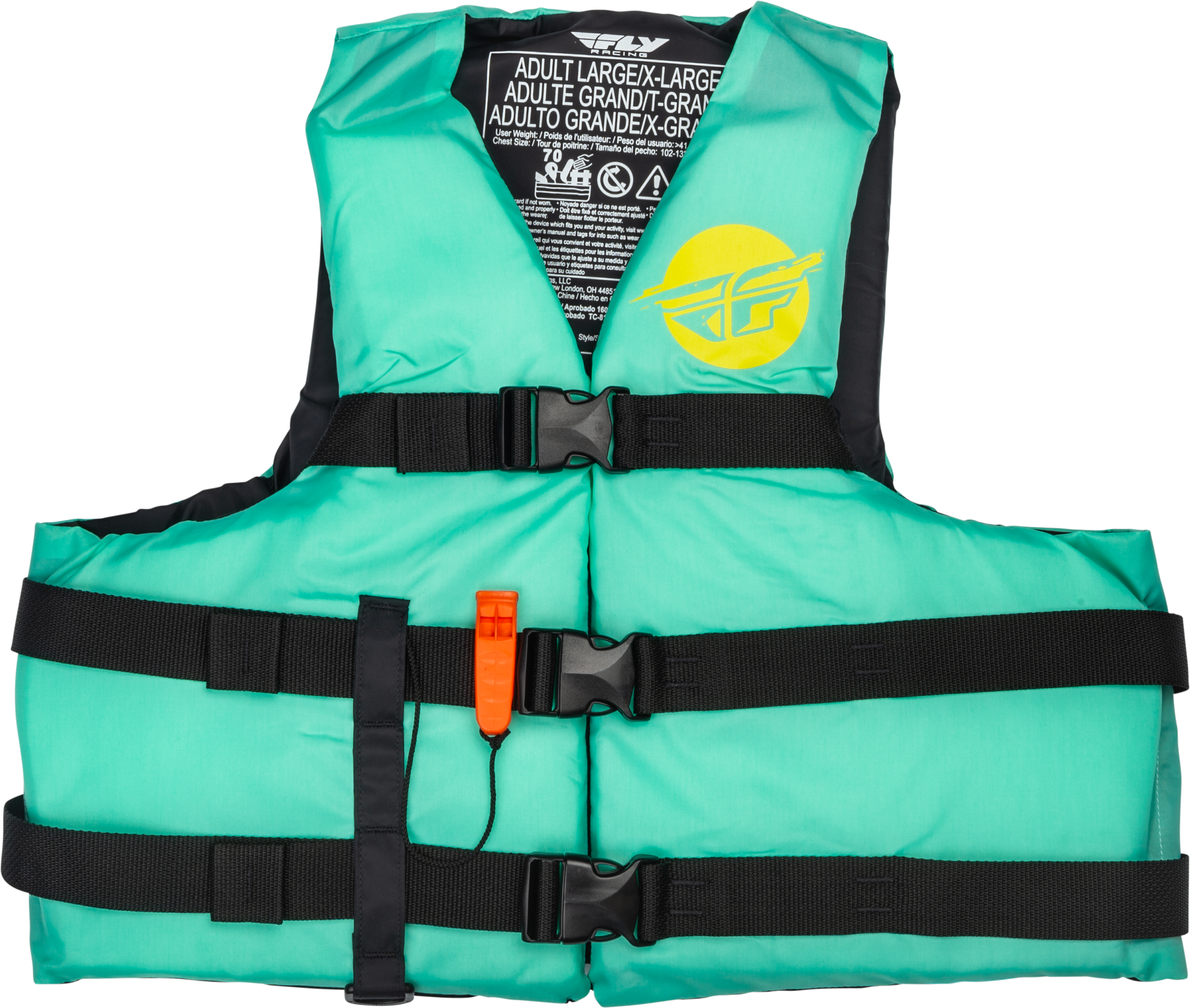 NYLON FLOTATION VEST SEAFOAM GREEN/YELLOW LG/XL