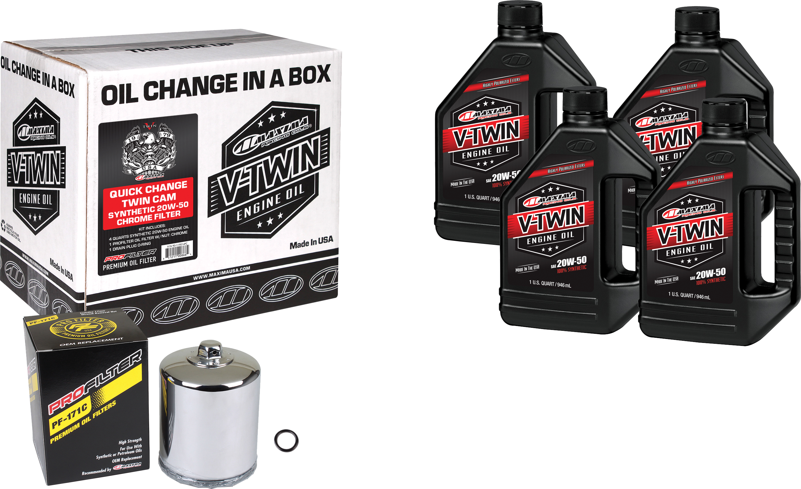 V-TWIN SYN OIL CHANGE KIT TC CHROME FILTER