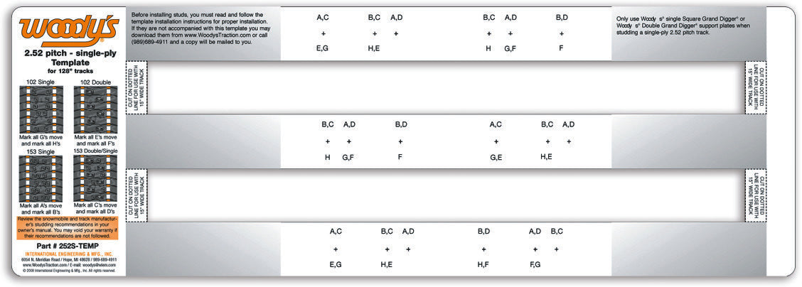 STUDDING TEMPLATE 2.52" PITCH SINGLE PLY