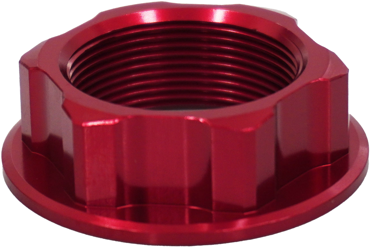 STEERING STEM NUT RED HON/YAM/SUZ