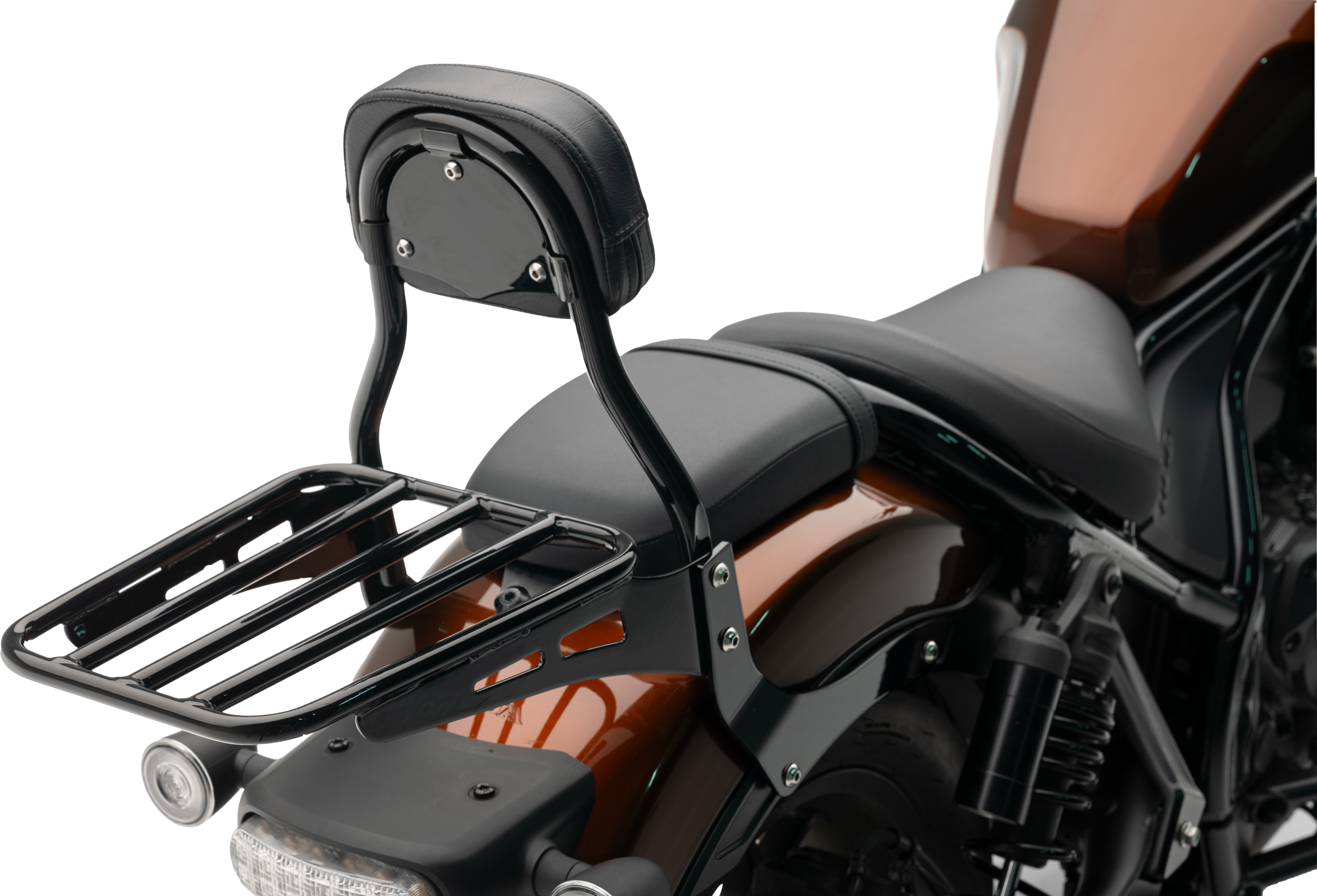MINI ROUND SISSY BAR W/PAD BLACK HON REBEL 1100