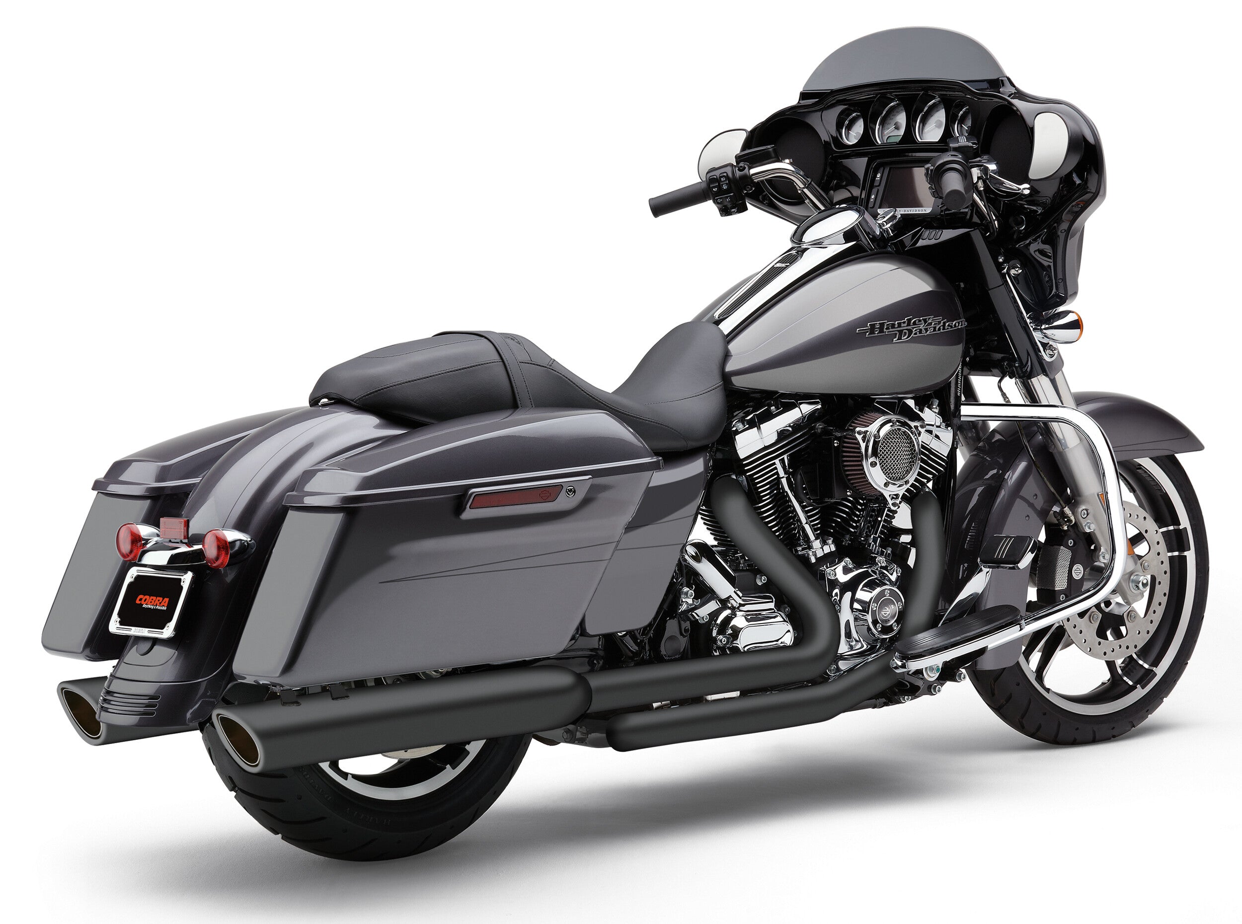 909-TWINS 4" SLIP-ONS BLACK FLH/FLT 17-22