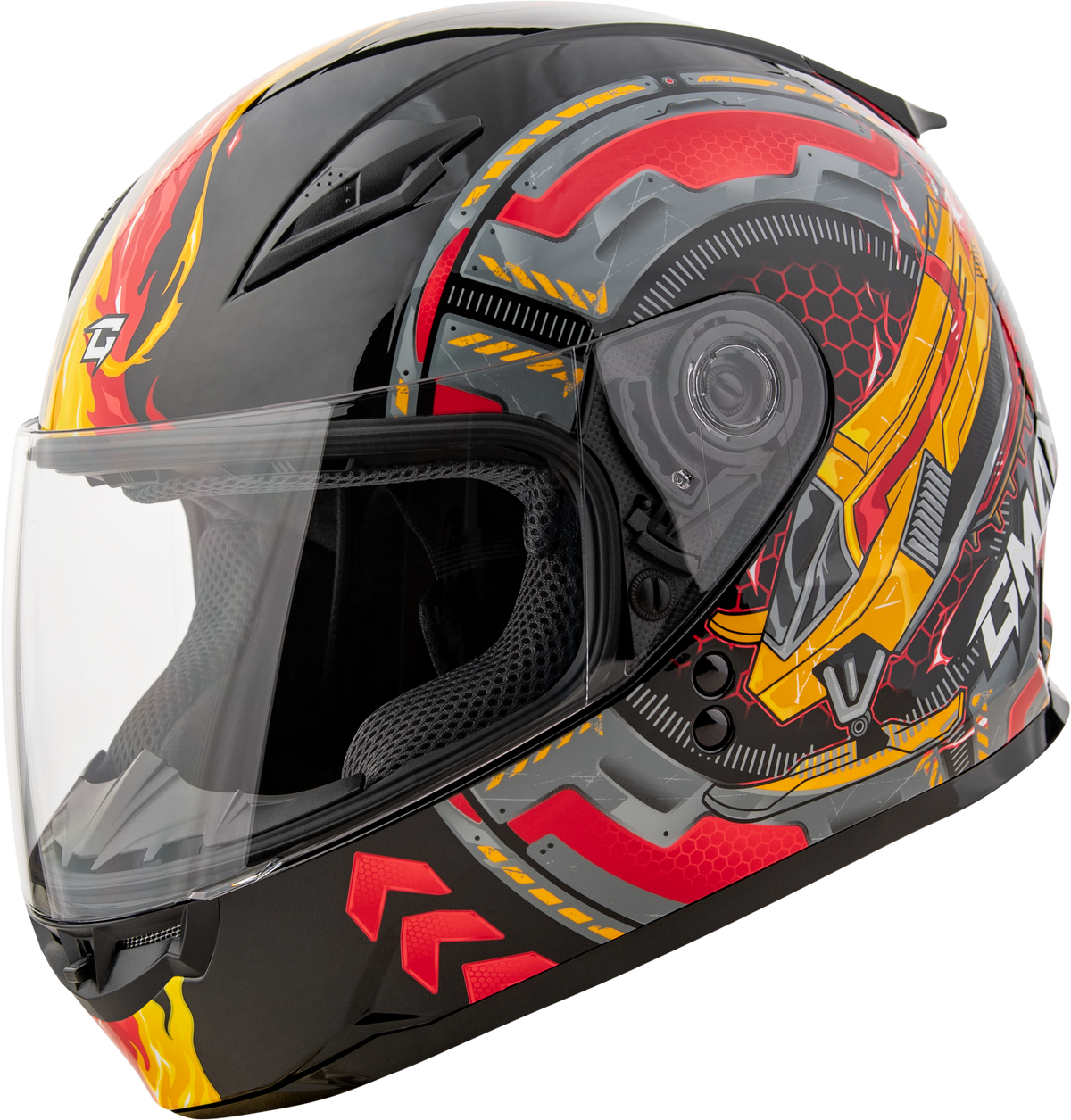 YOUTH GM-49Y CHARGE HELMET BLACK/RED/YELLOW YL