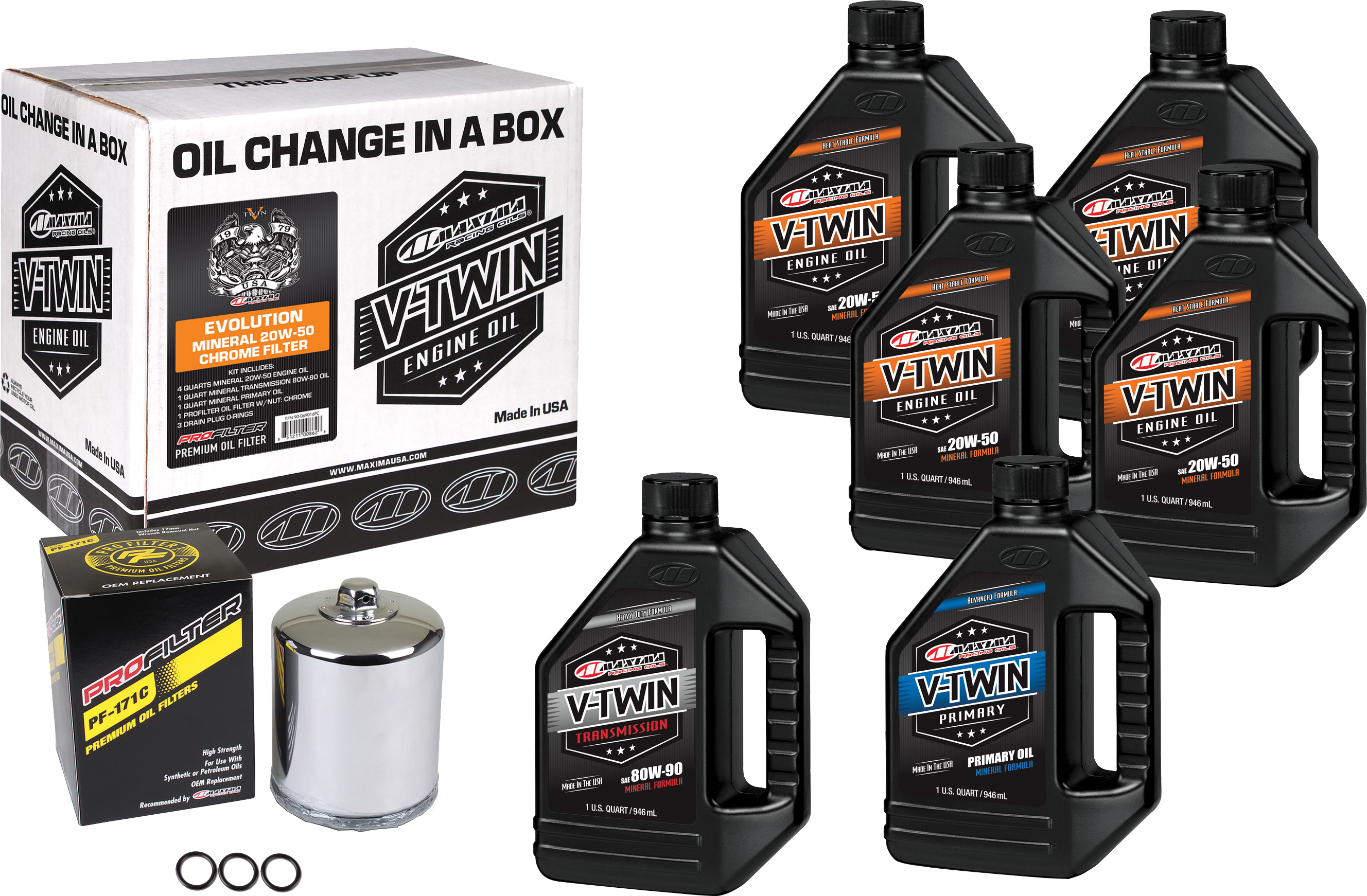 V-TWIN OIL CHANGE KIT MINERAL EVO CHROME FILTER