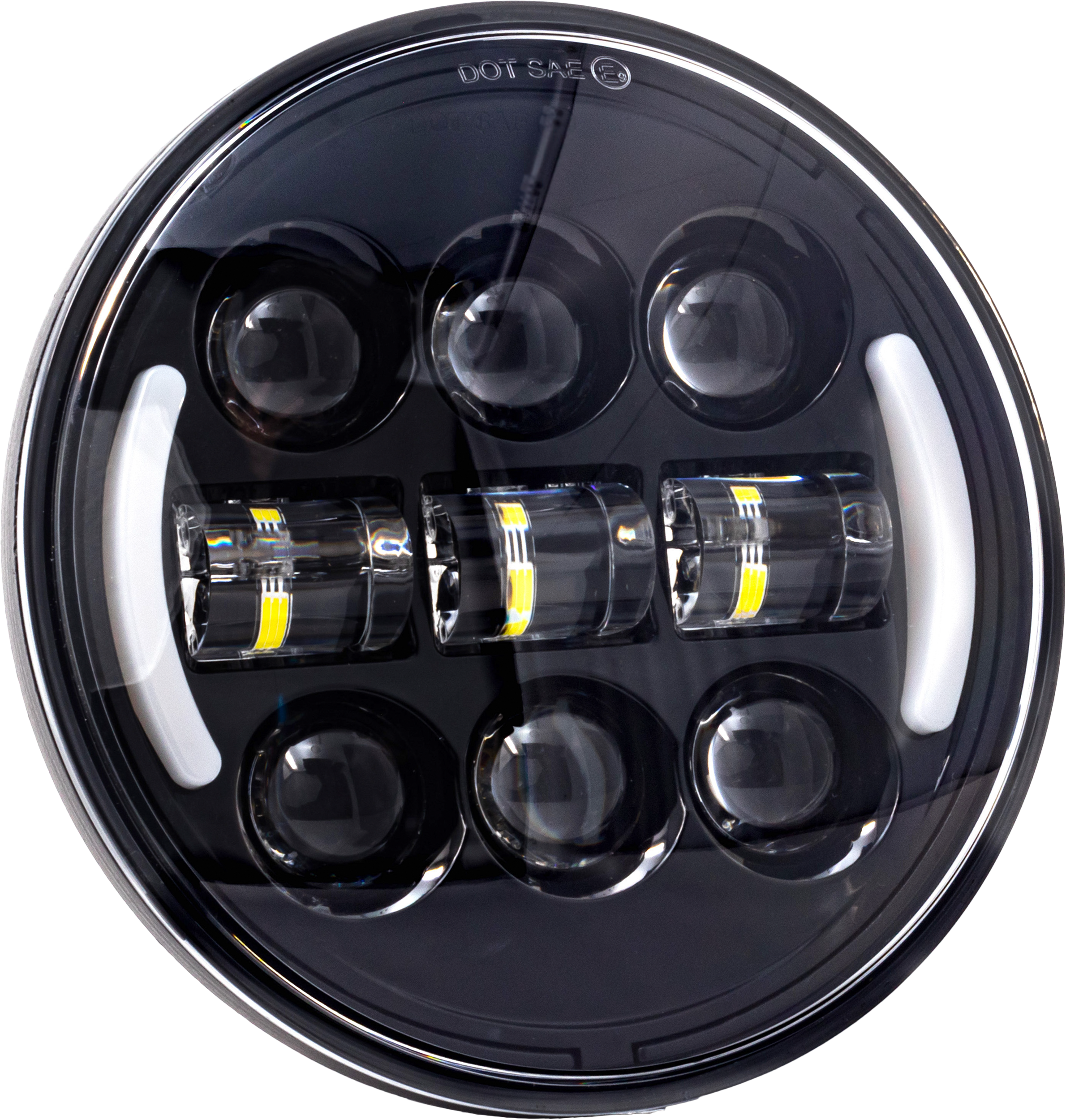 5.75" DELUXE HDLIGHT W/ TURNS BLACK W/ SWITCHBACK