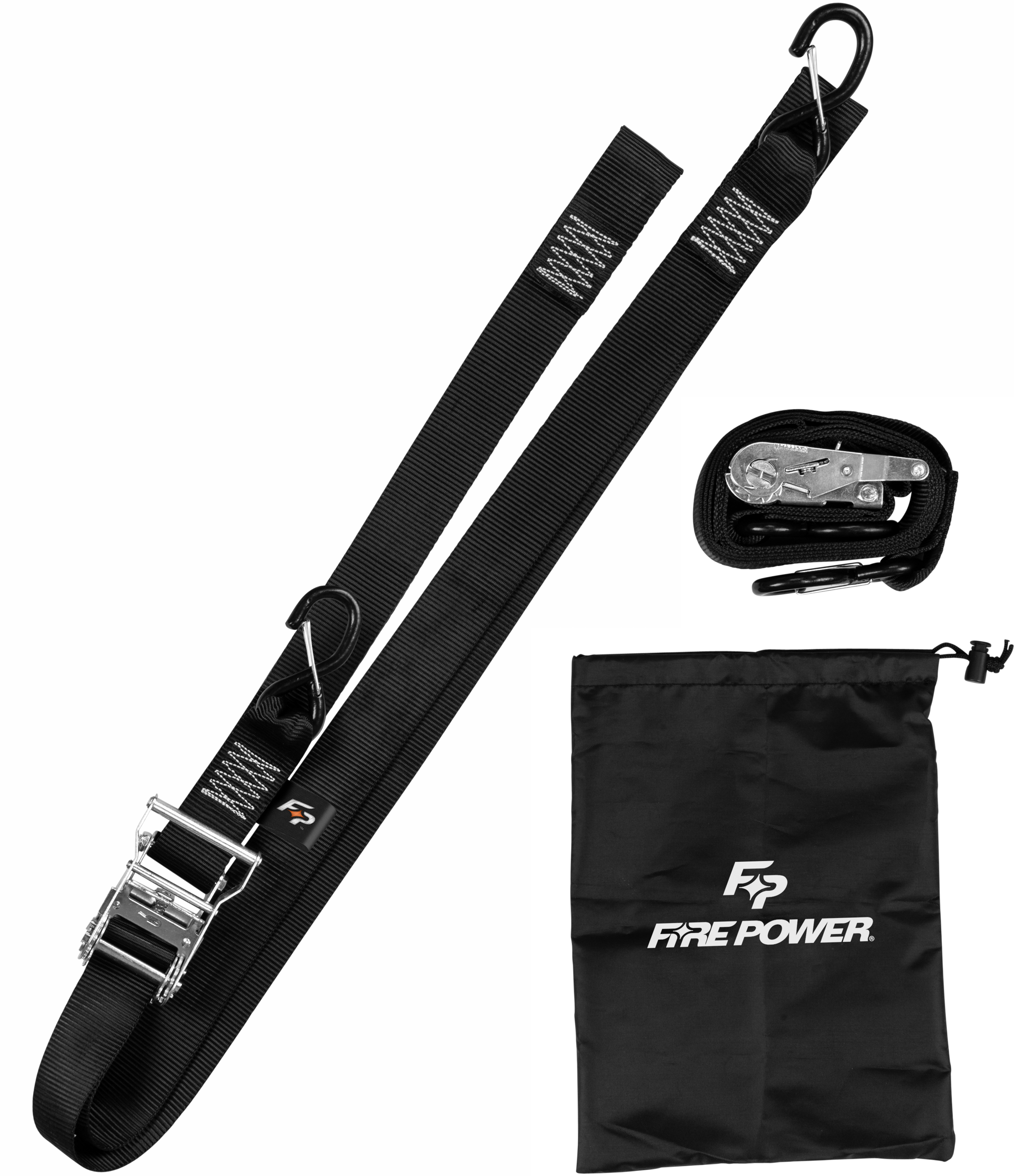 2" TIE-DOWN RATCHET W/SOFT-TIE 8' LONG BLACK 2/PK