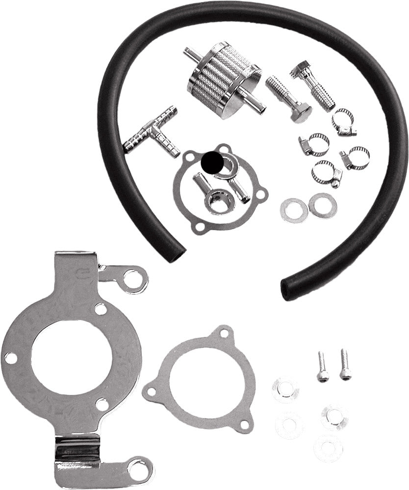 COMPLETE MNT KIT BREATHER HOSE CHROME TOURING 08-16