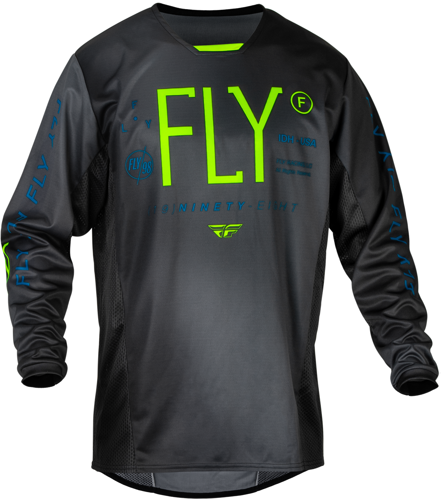YOUTH KINETIC PRODIGY JERSEY CHARCOAL/NEON GRN/TRUE BLU YL