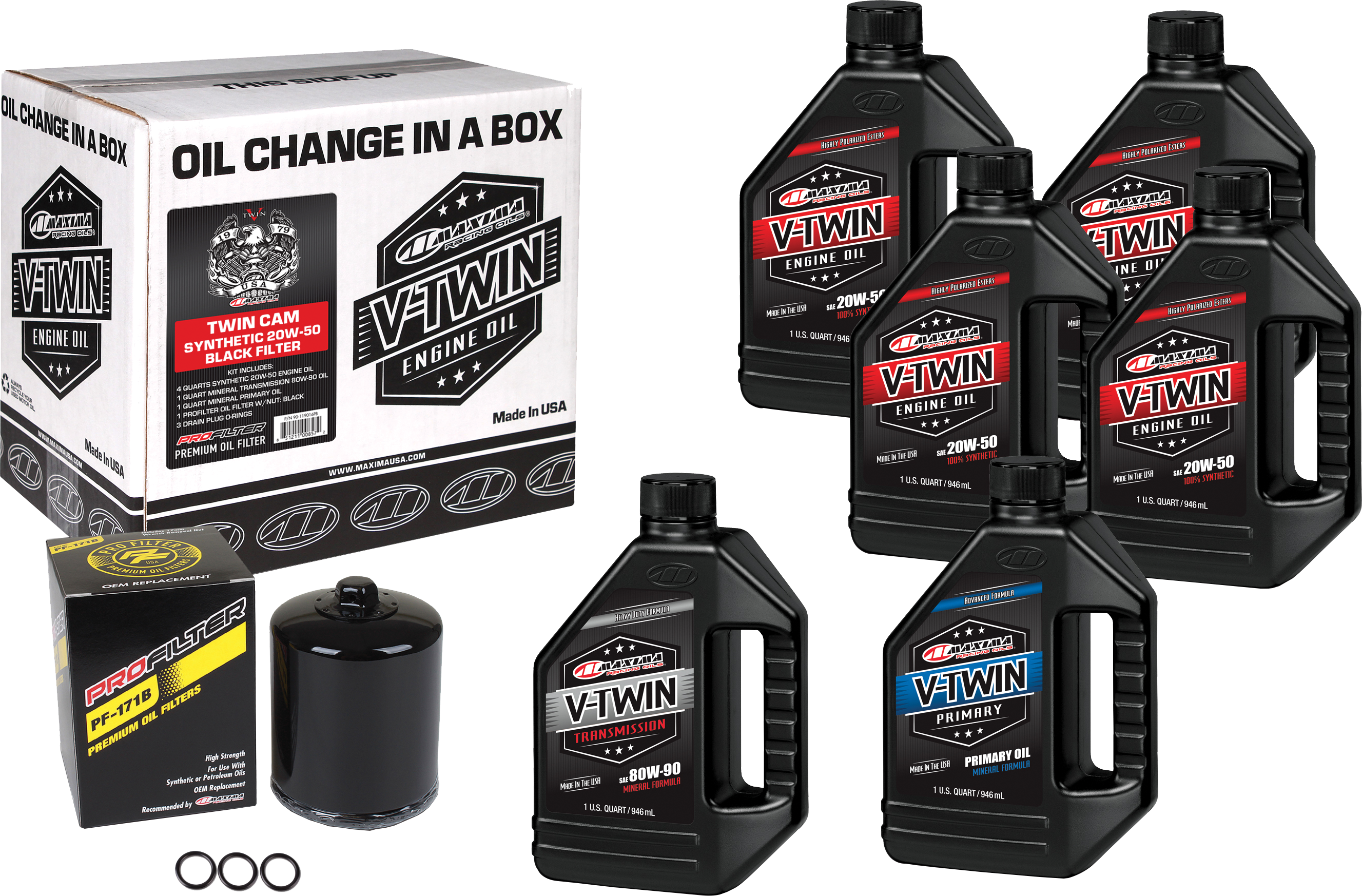 V-TWIN SYN OIL CHANGE KIT TC BLACK FILTER