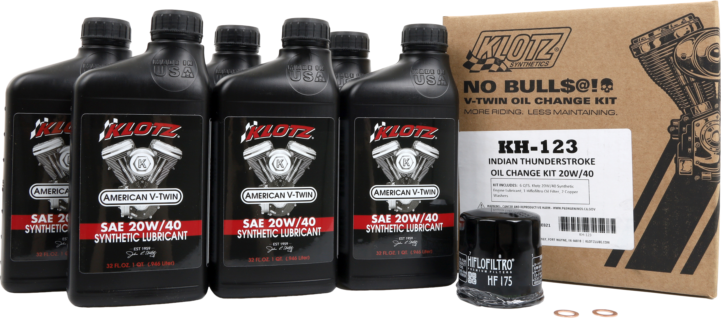 INDIAN THUNDERSTROKE 6QT SYNTHETIC OIL CHANGE KIT