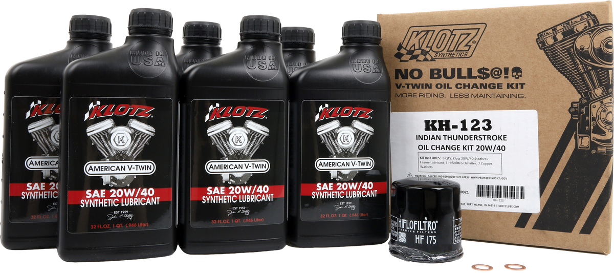 INDIAN THUNDERSTROKE 6QT SYNTHETIC OIL CHANGE KIT