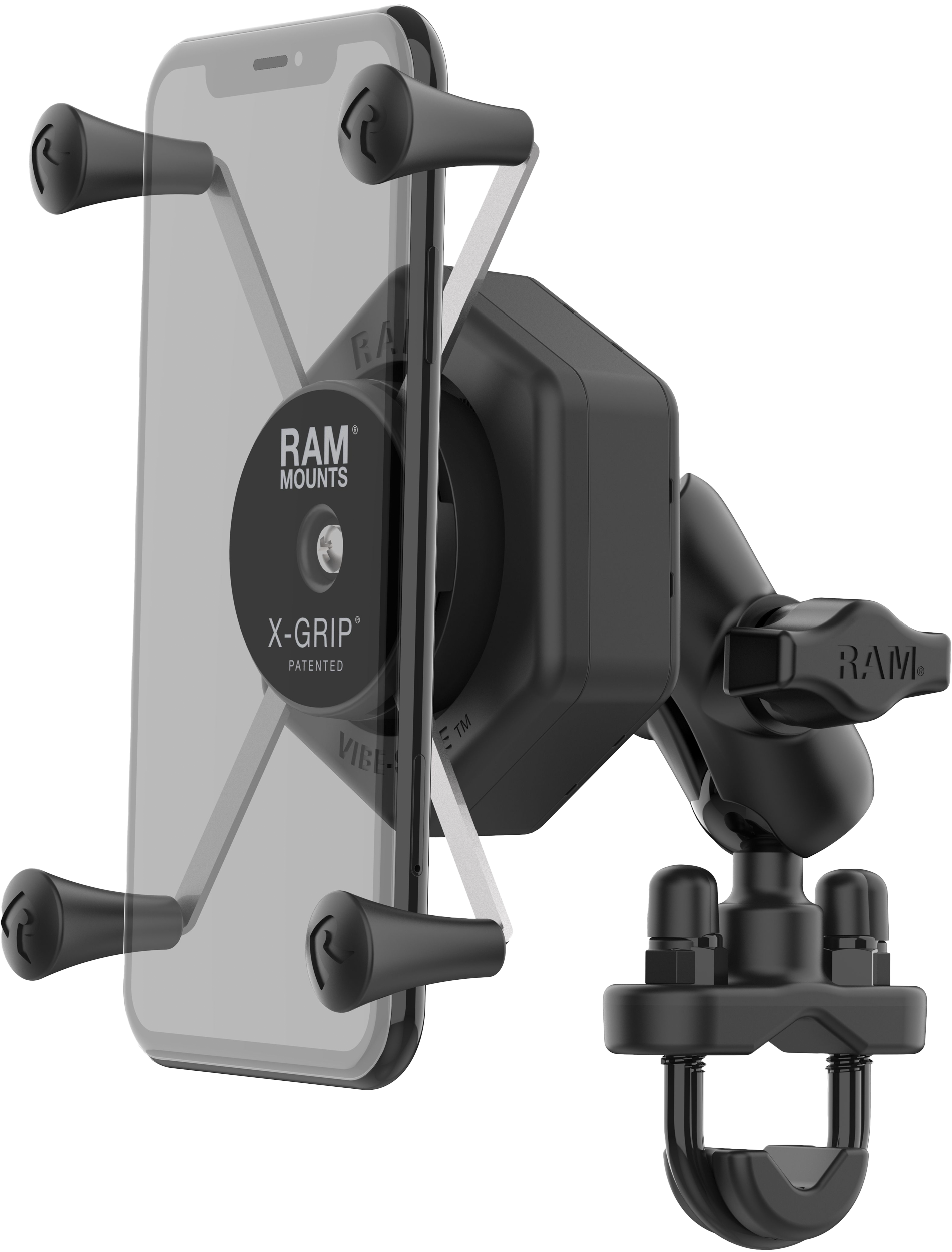 X-GRIP VIBE-SAFE L PHONE MOUNT WITH U-BOLT BASE SHORT