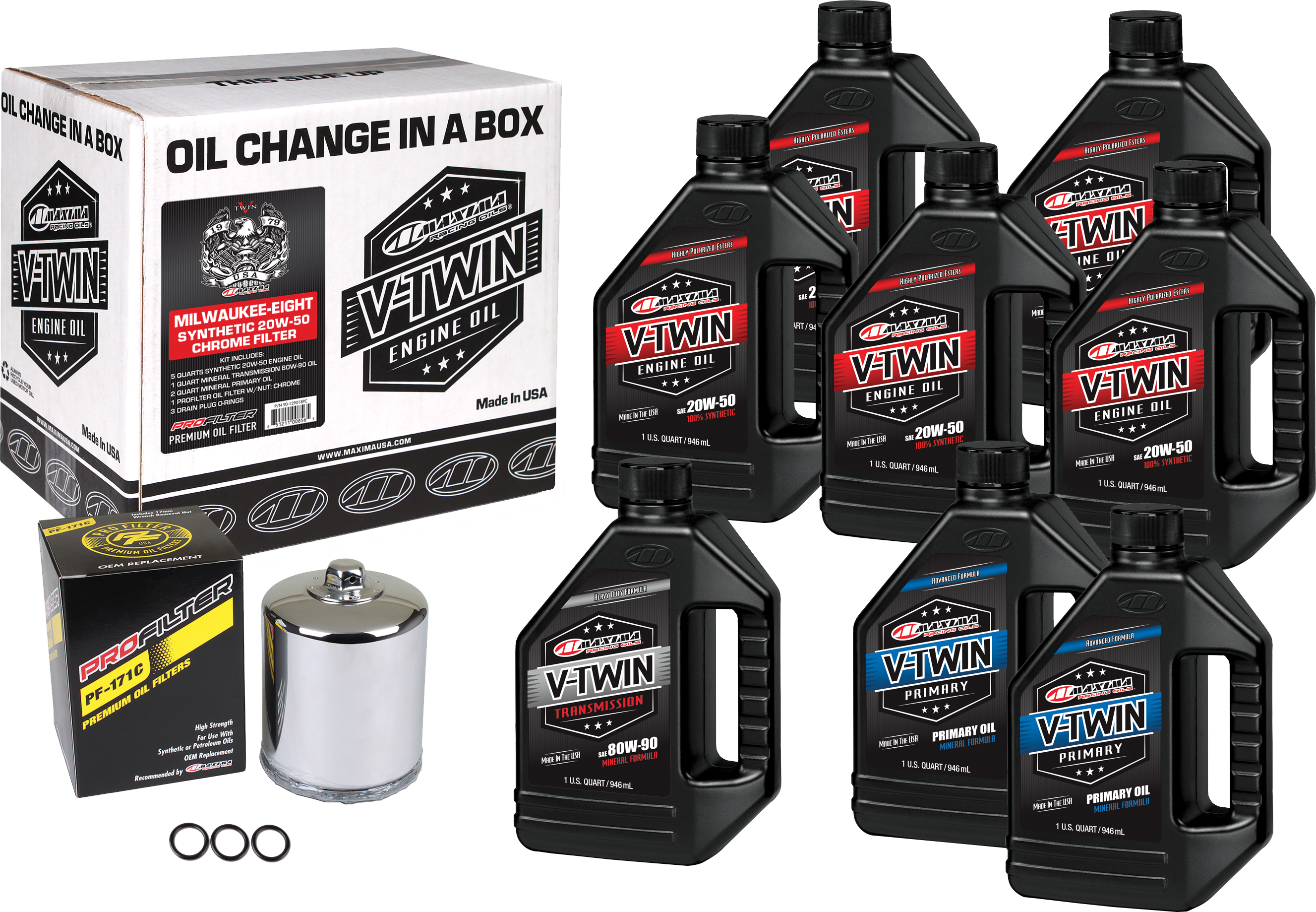 V-TWIN SYN OIL CHANGE KIT M8 CHROME FILTER