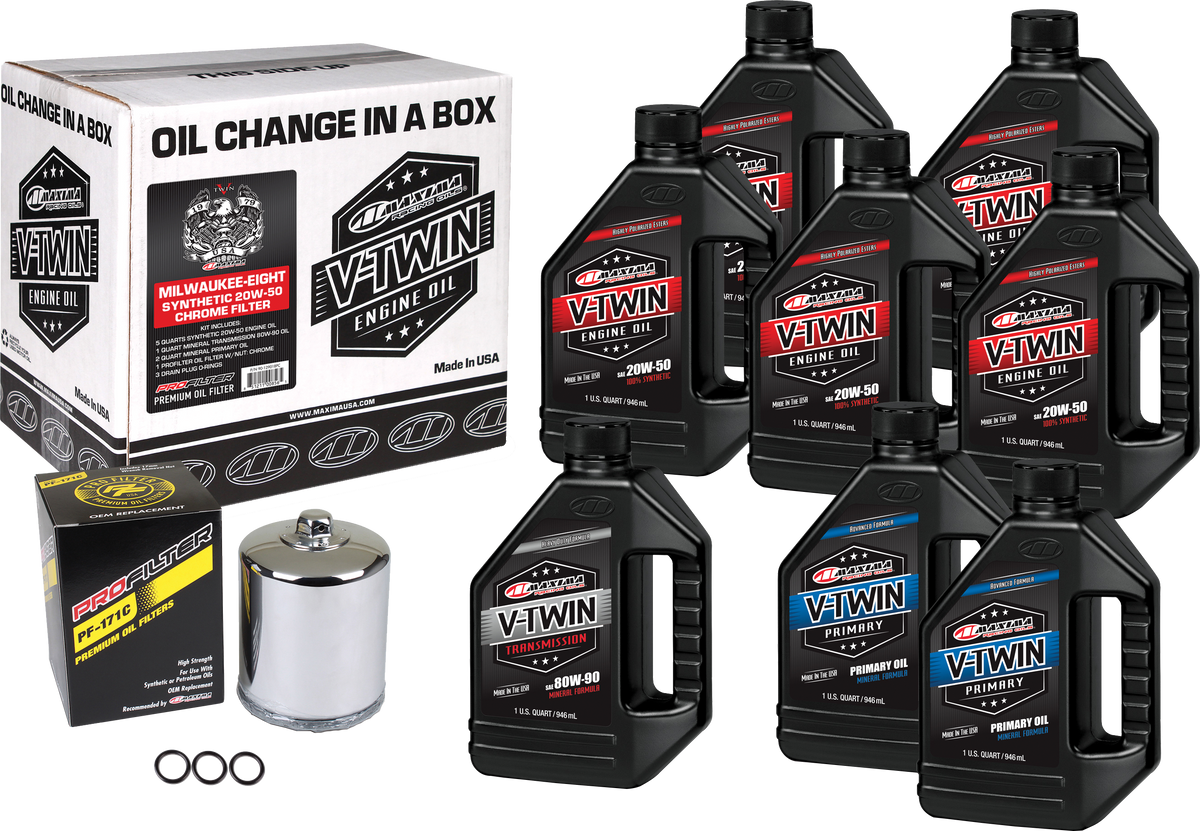 V-TWIN SYN OIL CHANGE KIT M8 CHROME FILTER