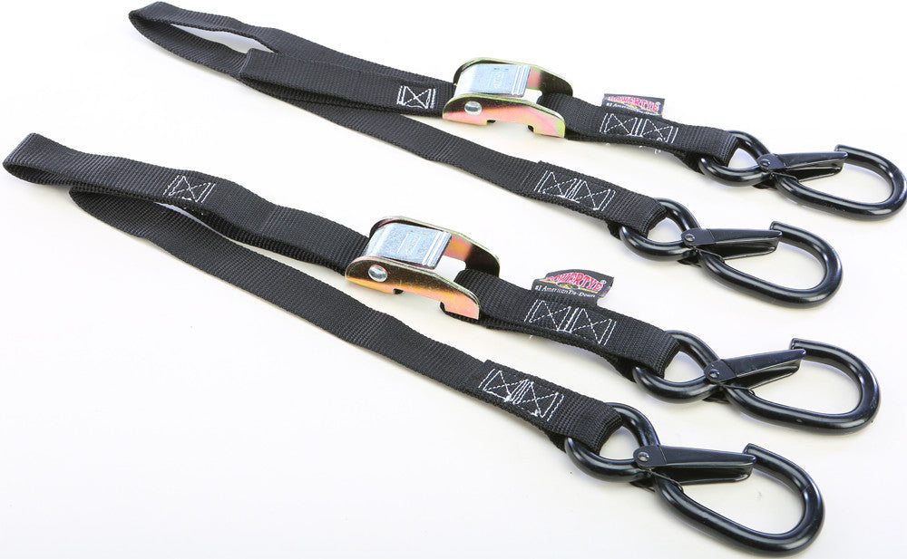 TIE-DOWN CAM SEC HOOK WATERCRA WATER CRAFT 1"X3' BLACK PAIR