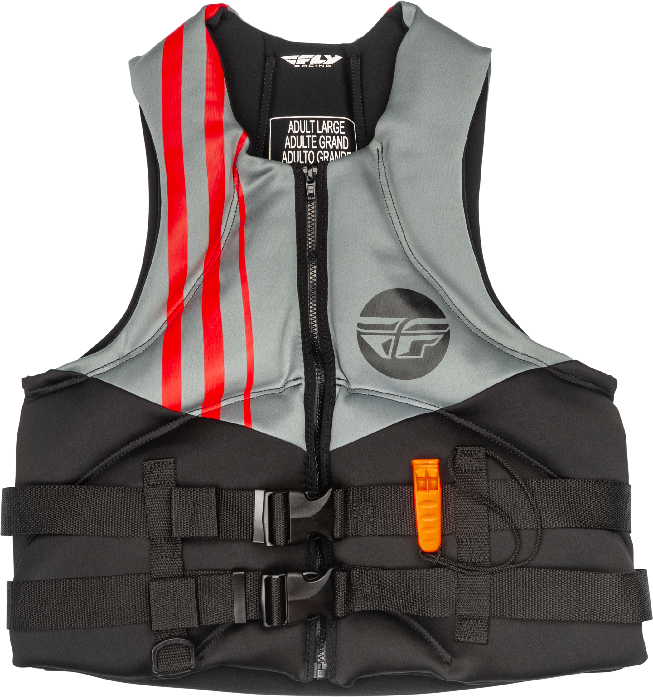 NEOPRENE FLOTATION VEST BLACK/GREY/RED LG
