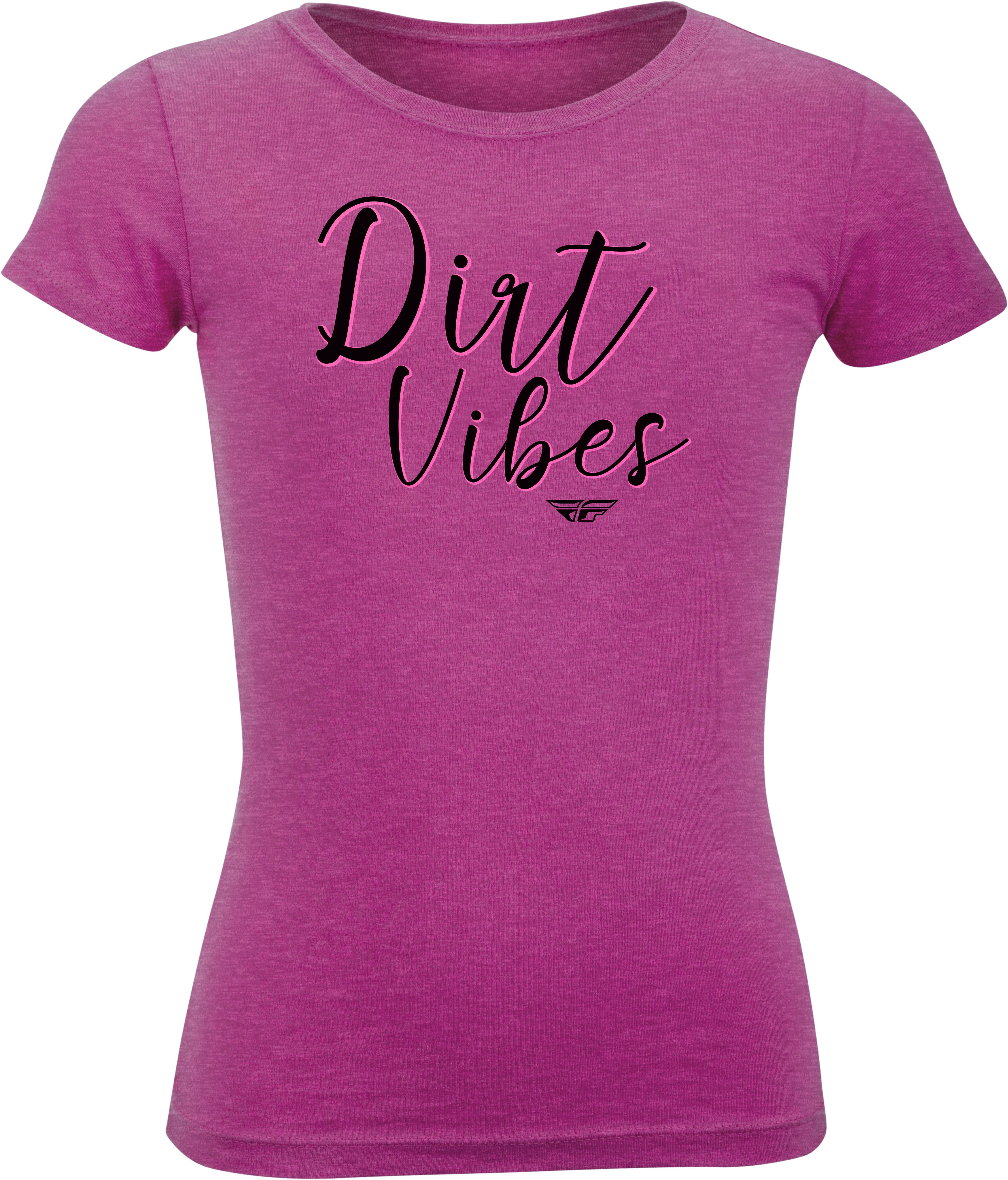 GIRL'S FLY DIRT VIBES TEE RASPBERRY YS
