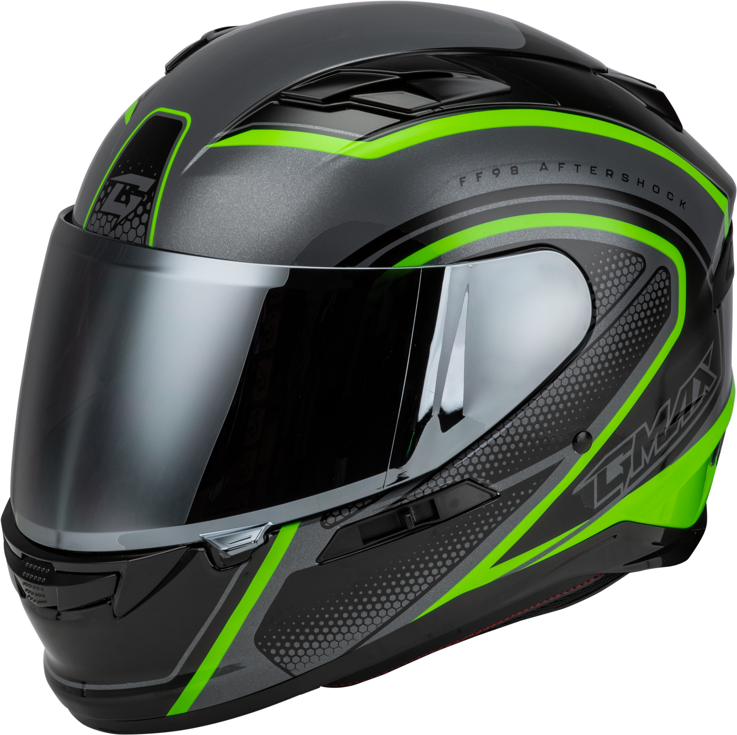 FF-98 AFTERSHOCK HELMET GREY/NEON GREEN SM