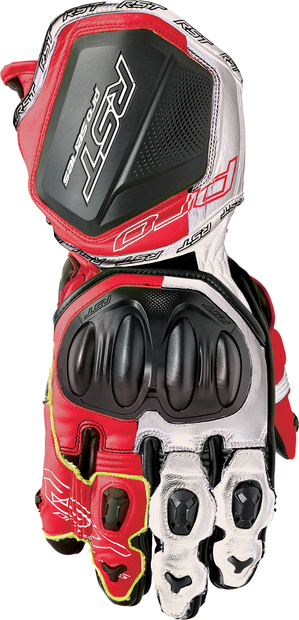 PRO SERIES GP D3O GLOVES WHITE/RED LEATHER SM