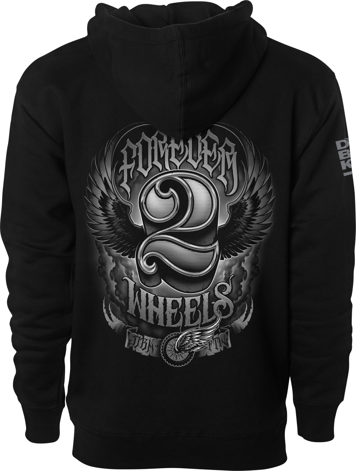 TWO WHEELS HOODIE BLACK SM