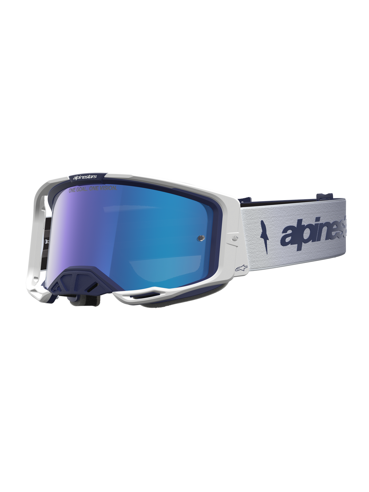 Alpinestars Vision 8 Amber Goggles - Navy White / Mirror Blue Lens