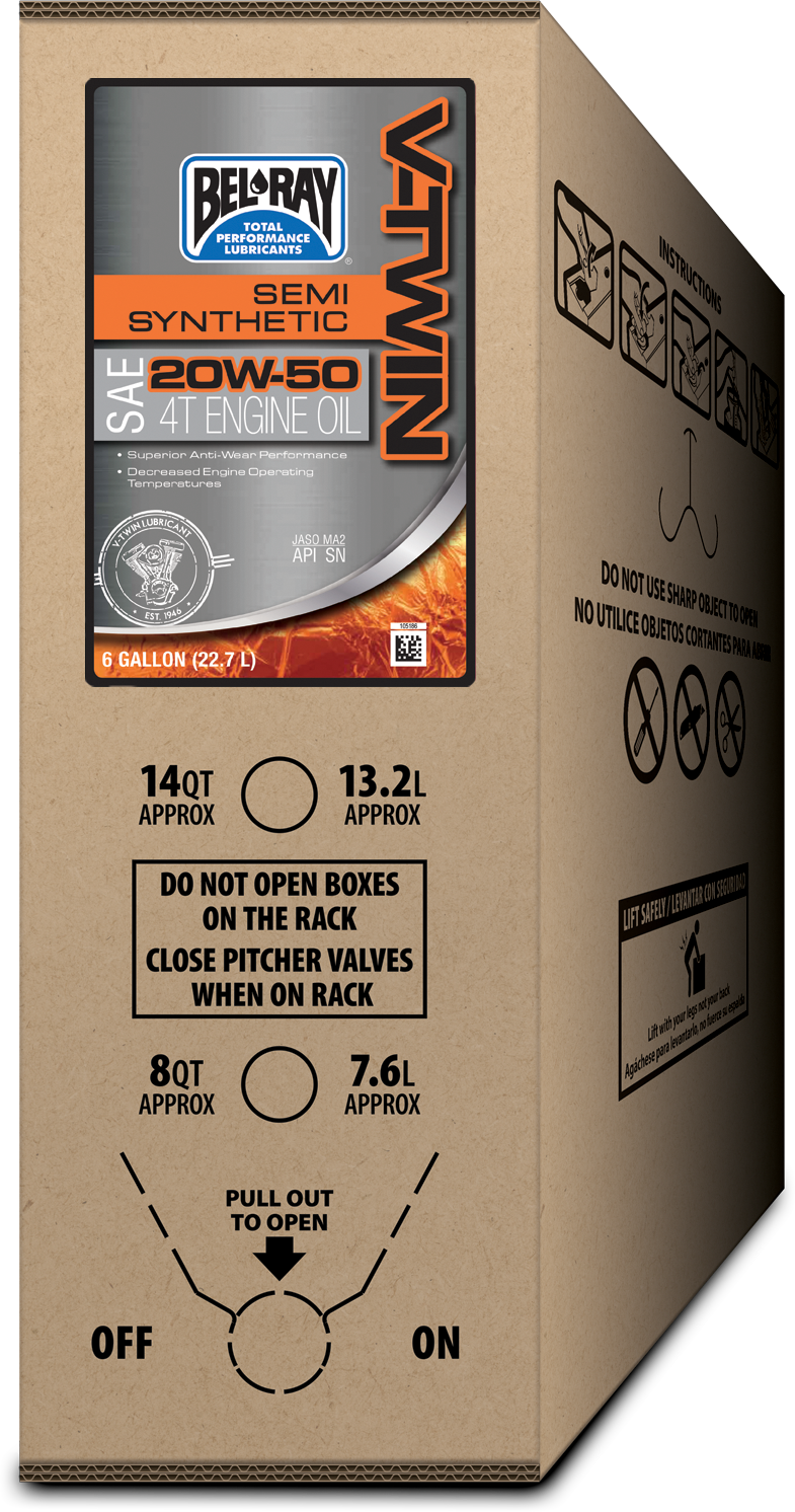 V-TWIN SEMI-SYN ENGINE OIL 4T 20W50 6GAL BIB