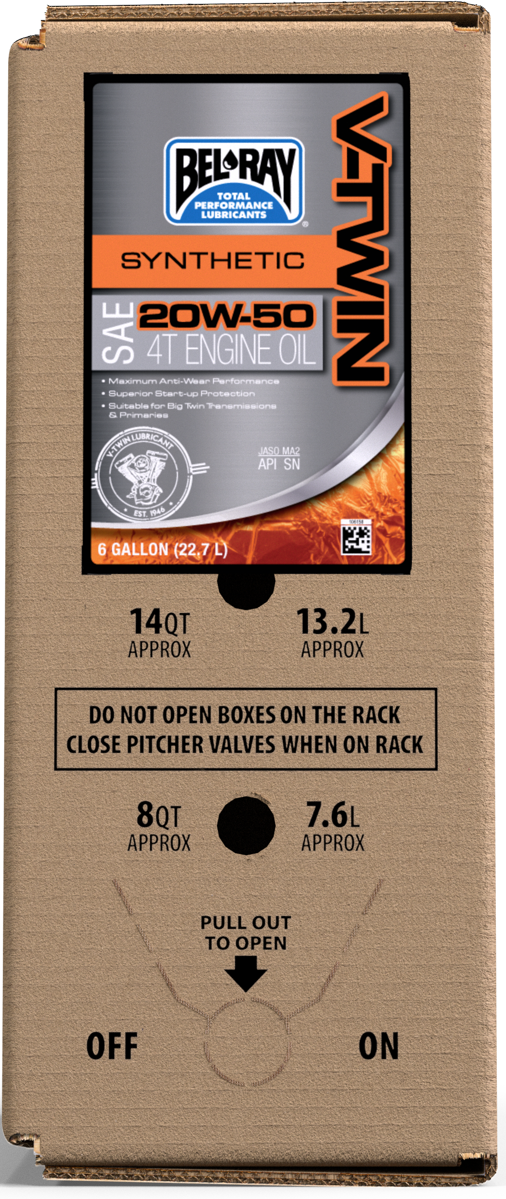 V-TWIN SYNTHETIC OIL 20W50 6GAL BAG IN BOX