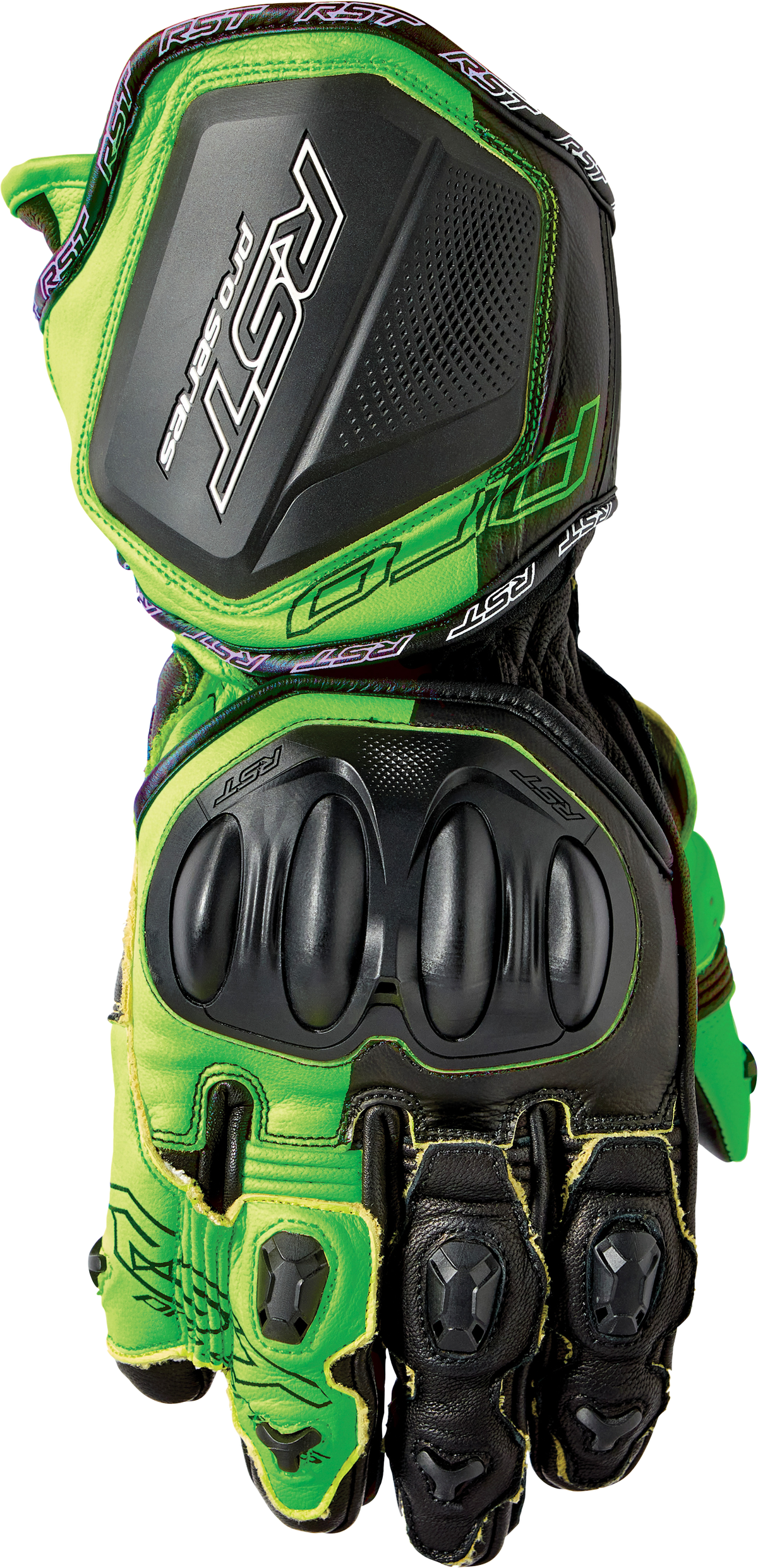 PRO SERIES GP D3O GLOVES BLACK/FLO GREEN LEATHER 2XL