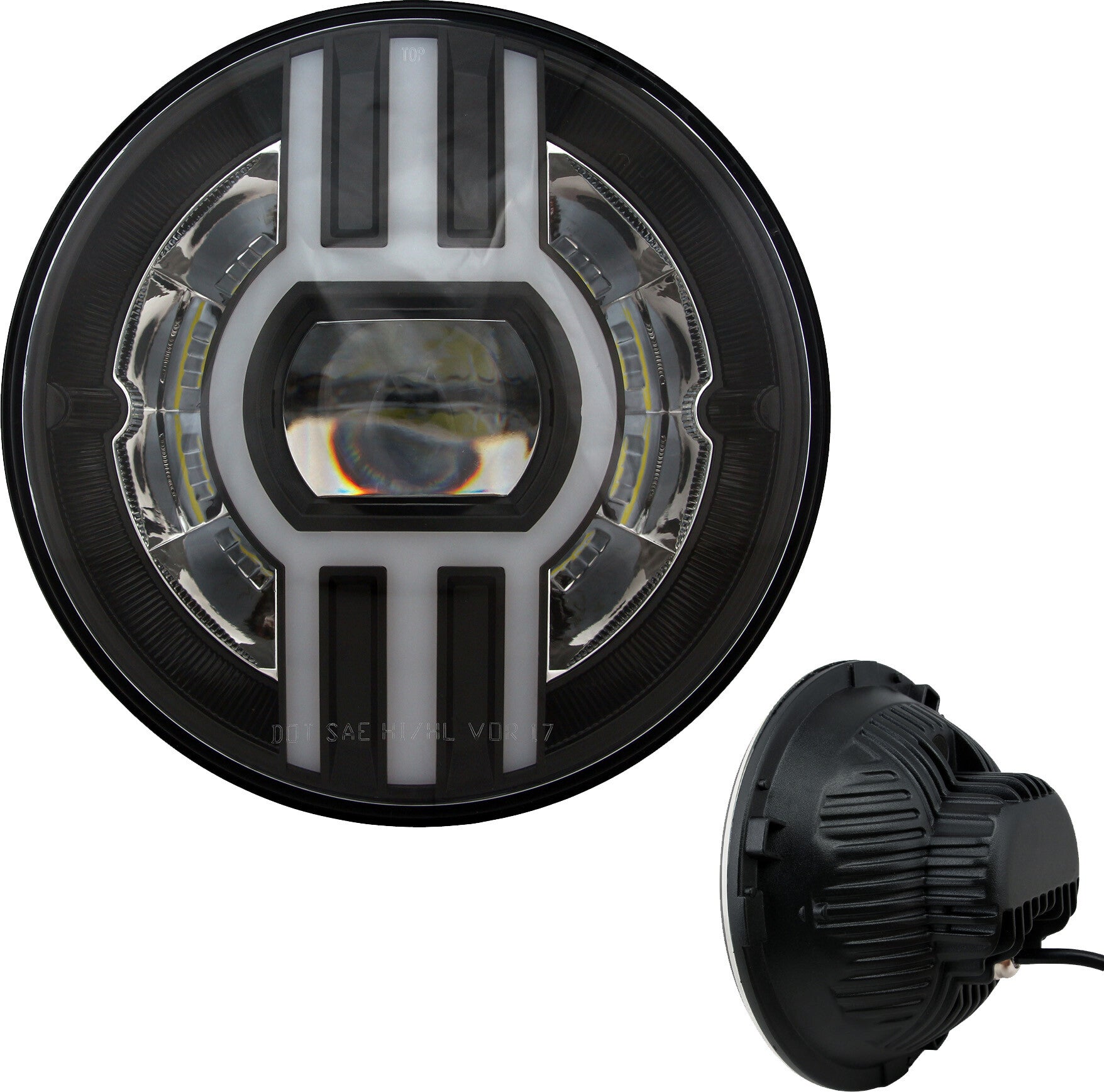 HEADLIGHT 7" BEAST 2 BLACK W/DRIVING LIGHT