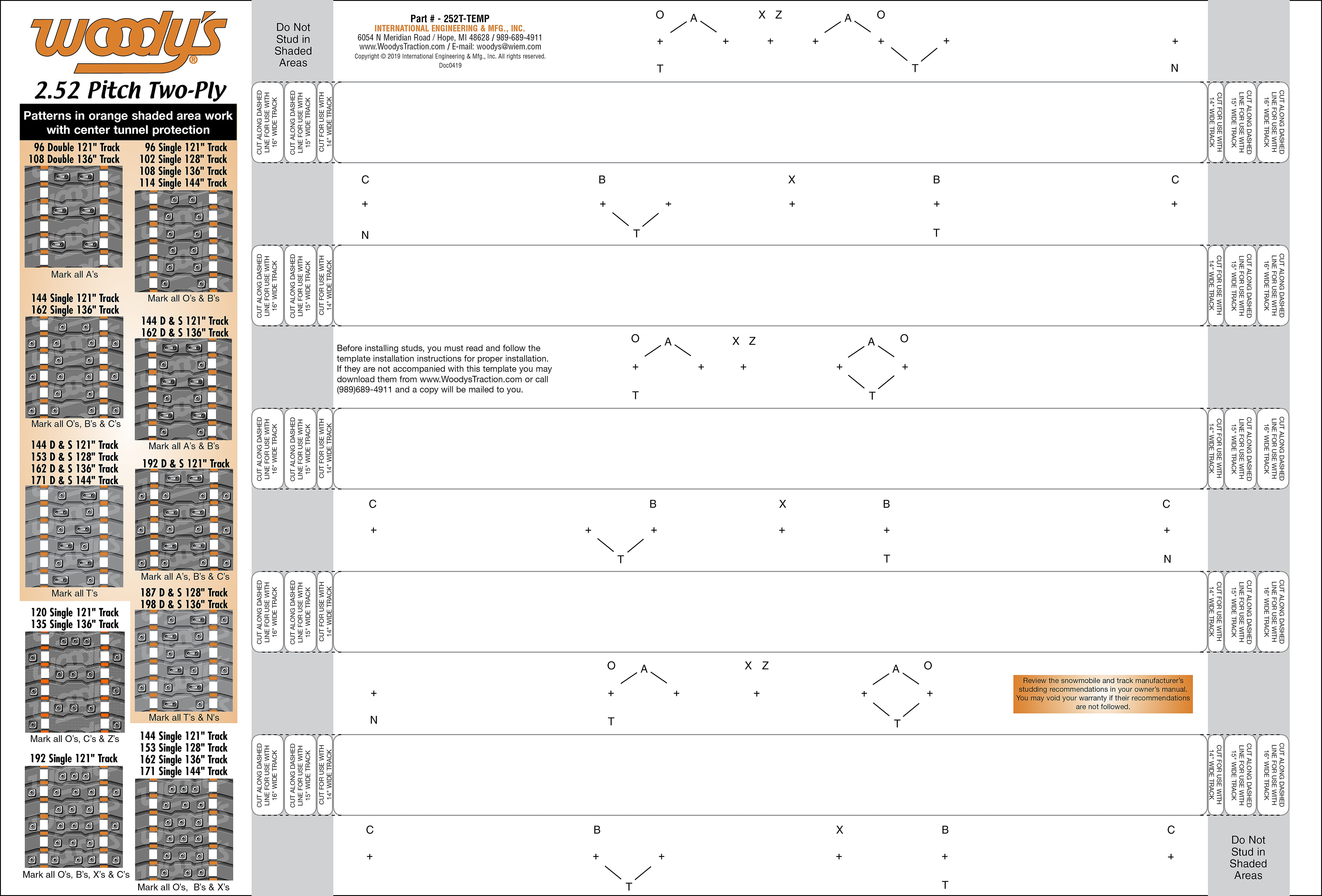 STUD TEMPLATE 2.52" 2 PLY