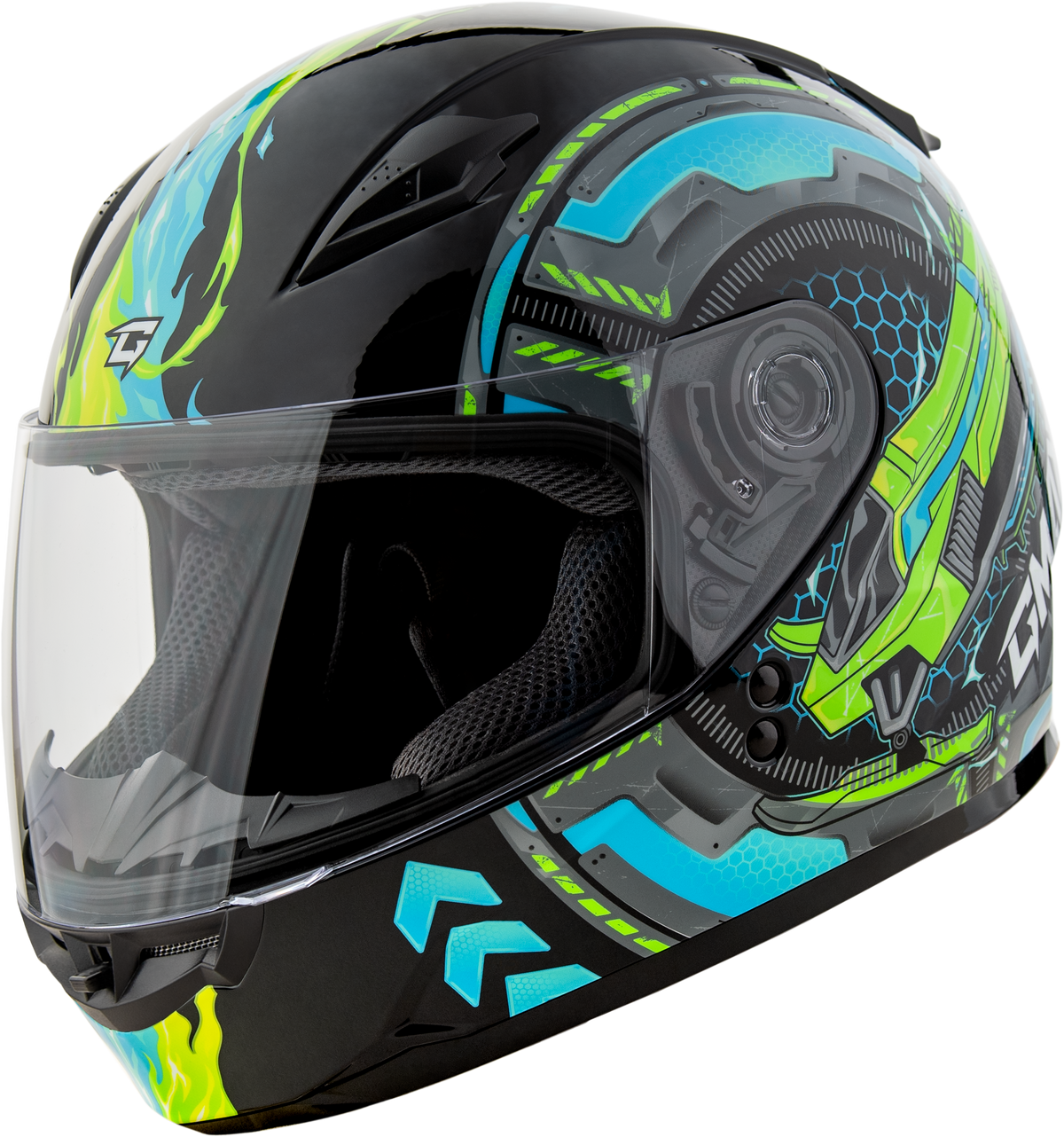 YOUTH GM-49Y CHARGE HELMET BLACK/BLUE/GREEN YM
