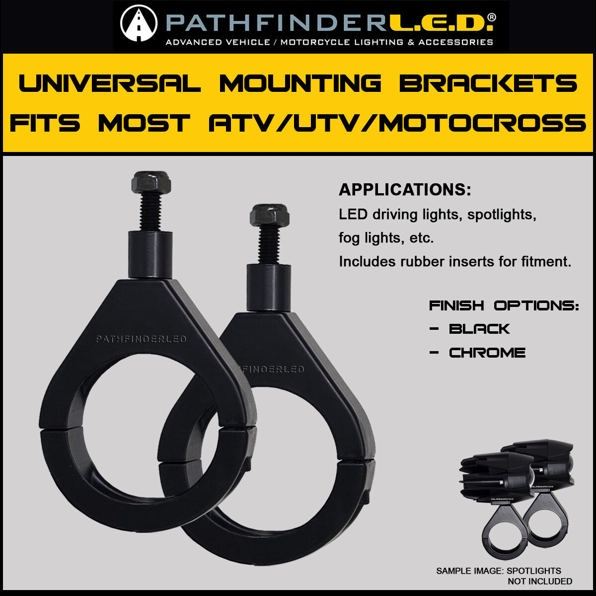 LIGHT MOUNTING BRACKET 39MM BLACK PAIR