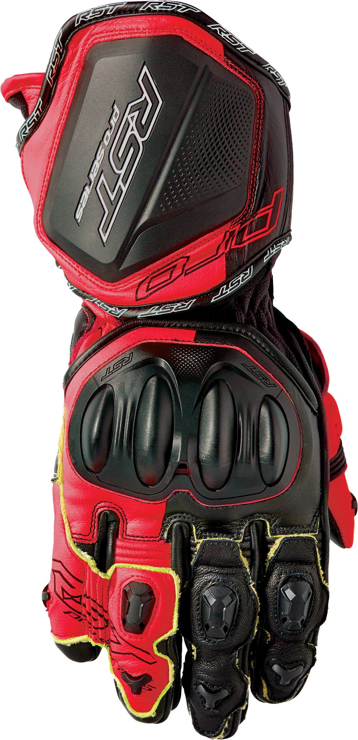 PRO SERIES GP D3O GLOVES BLACK/FLO RED LEATHER 2XL