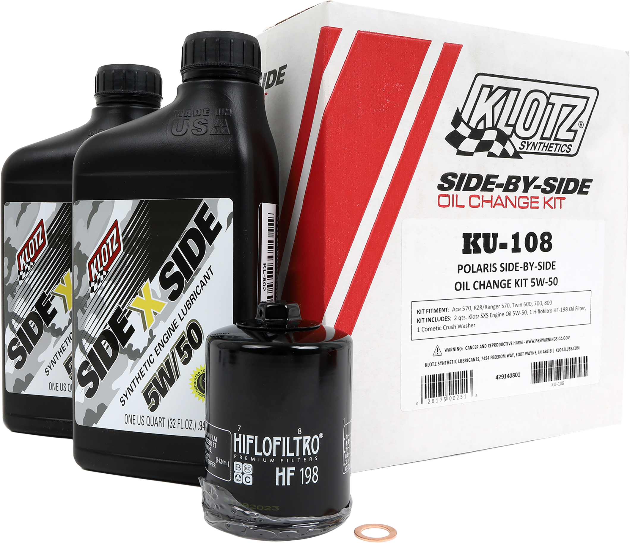 POLARIS SXS 2QT SYNTHETIC OIL CHANGE KIT