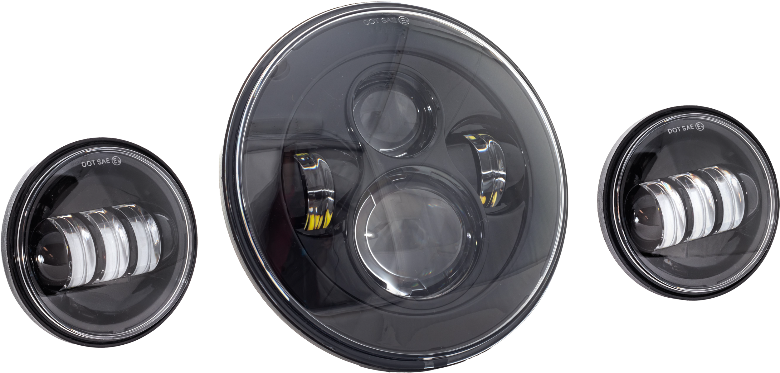 7" LED HDLGT W/ PASS LAMPS BLK INDIAN