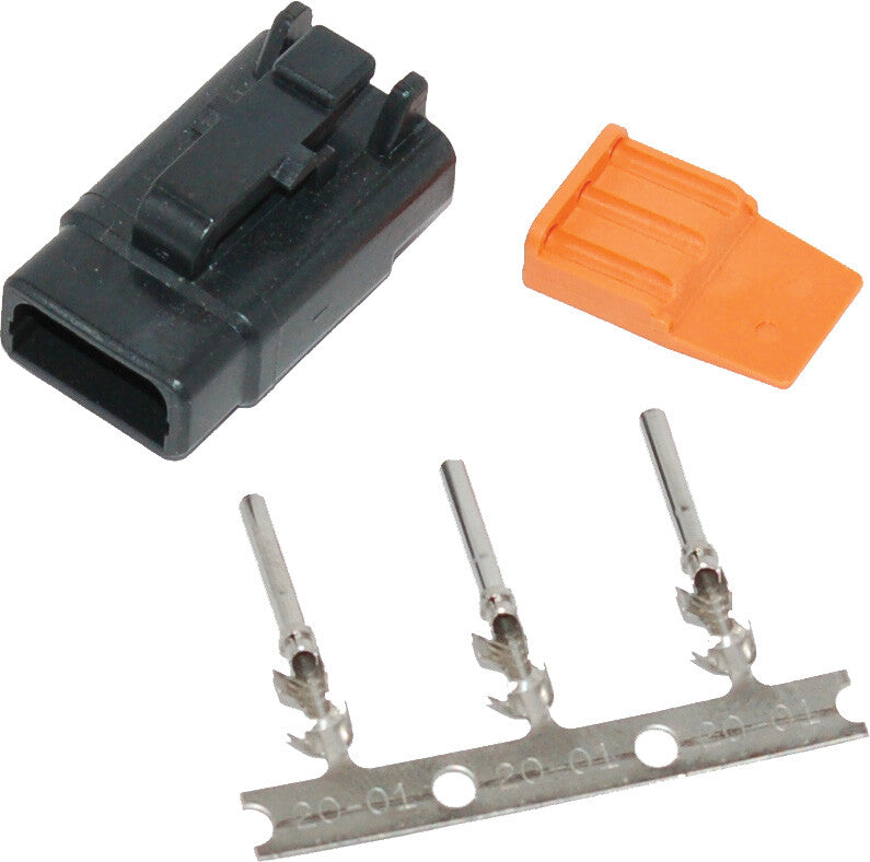 DEUTSCH DTM 3-PIN BLACK PLUG W/3 TRMNLS/WDGLCK HD74113-98BK