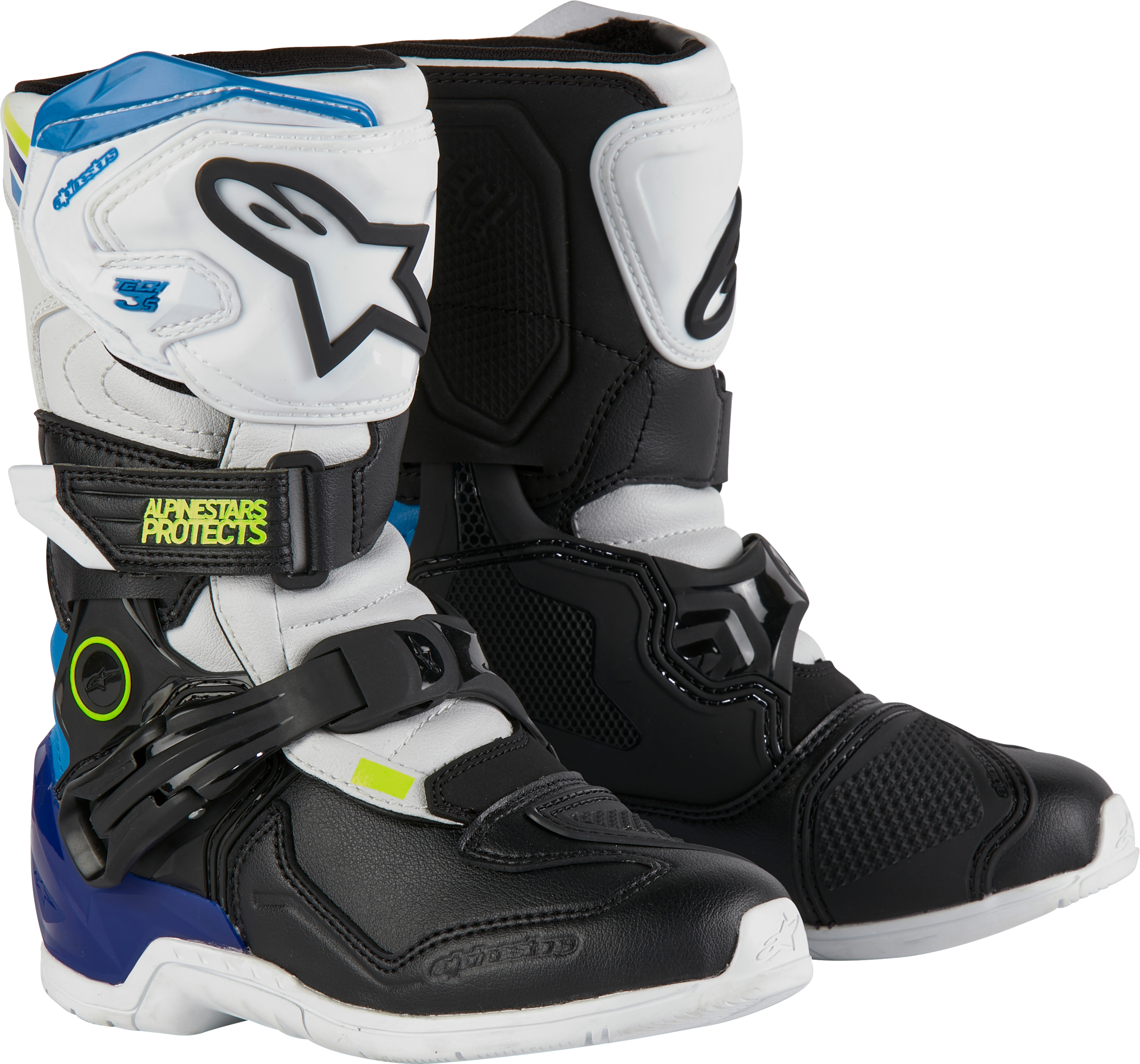 TECH 3S KIDS BOOTS WHT/BLK/ENAMEL BLUE SZ 12