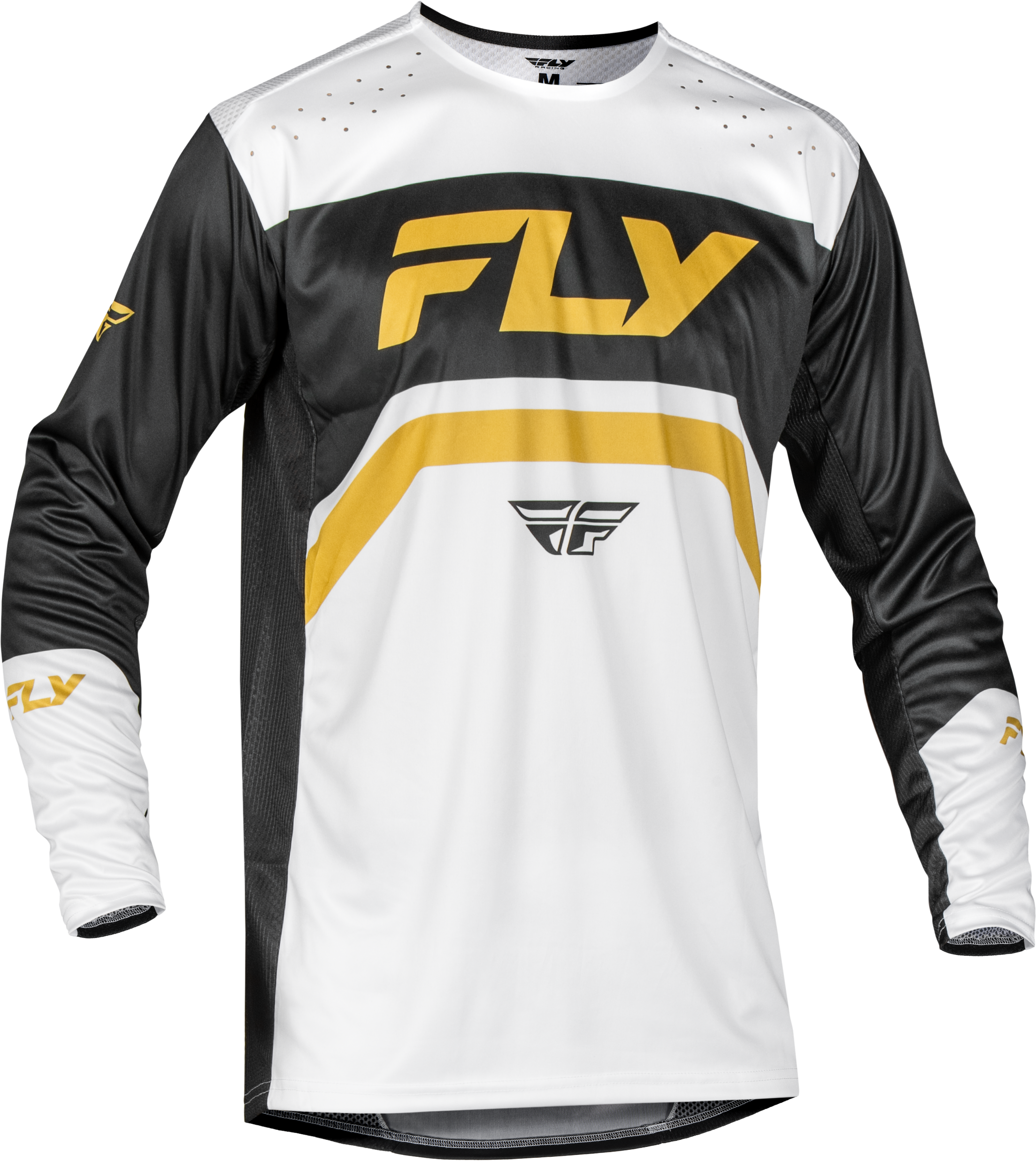 YOUTH RAYCE BICYCLE JERSEY WHITE/BLACK/GOLD YXL