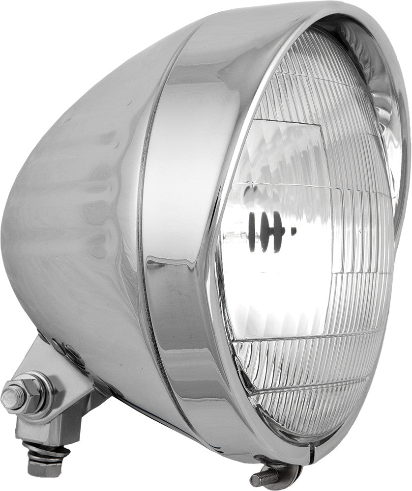 5.75" HEADLIGHT BOTTOM MOUNT CHROME GROOVED W/ VISOR