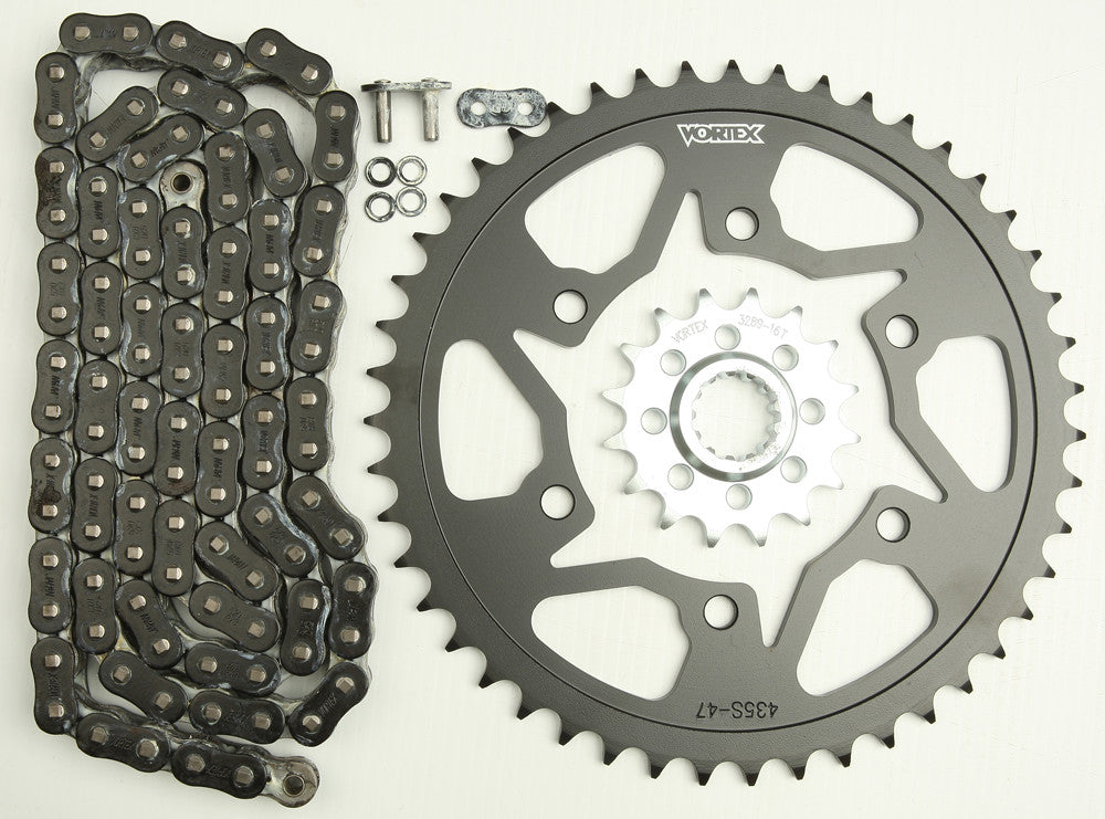 SPROCKET/CHAIN KIT STL/STL 16/47T SIL RX3 520-118L BLK