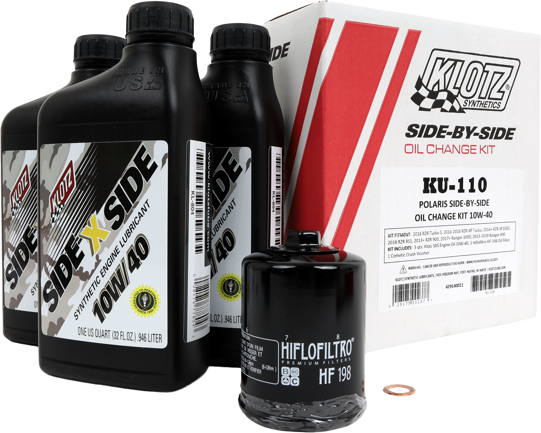 POLARIS SXS 3QT SYNTHETIC OIL CHANGE KIT