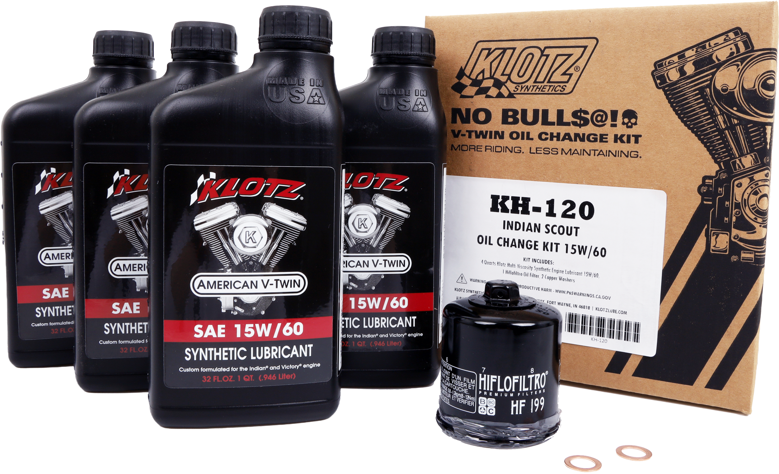 INDIAN SCOUT 4QT SYNTHETIC OIL CHANGE KIT
