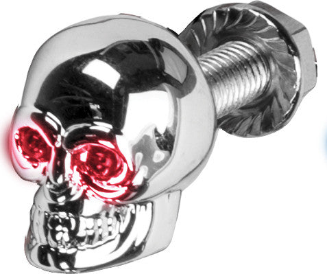 LIGHTED SKULL LIC PLATE SCREW RED