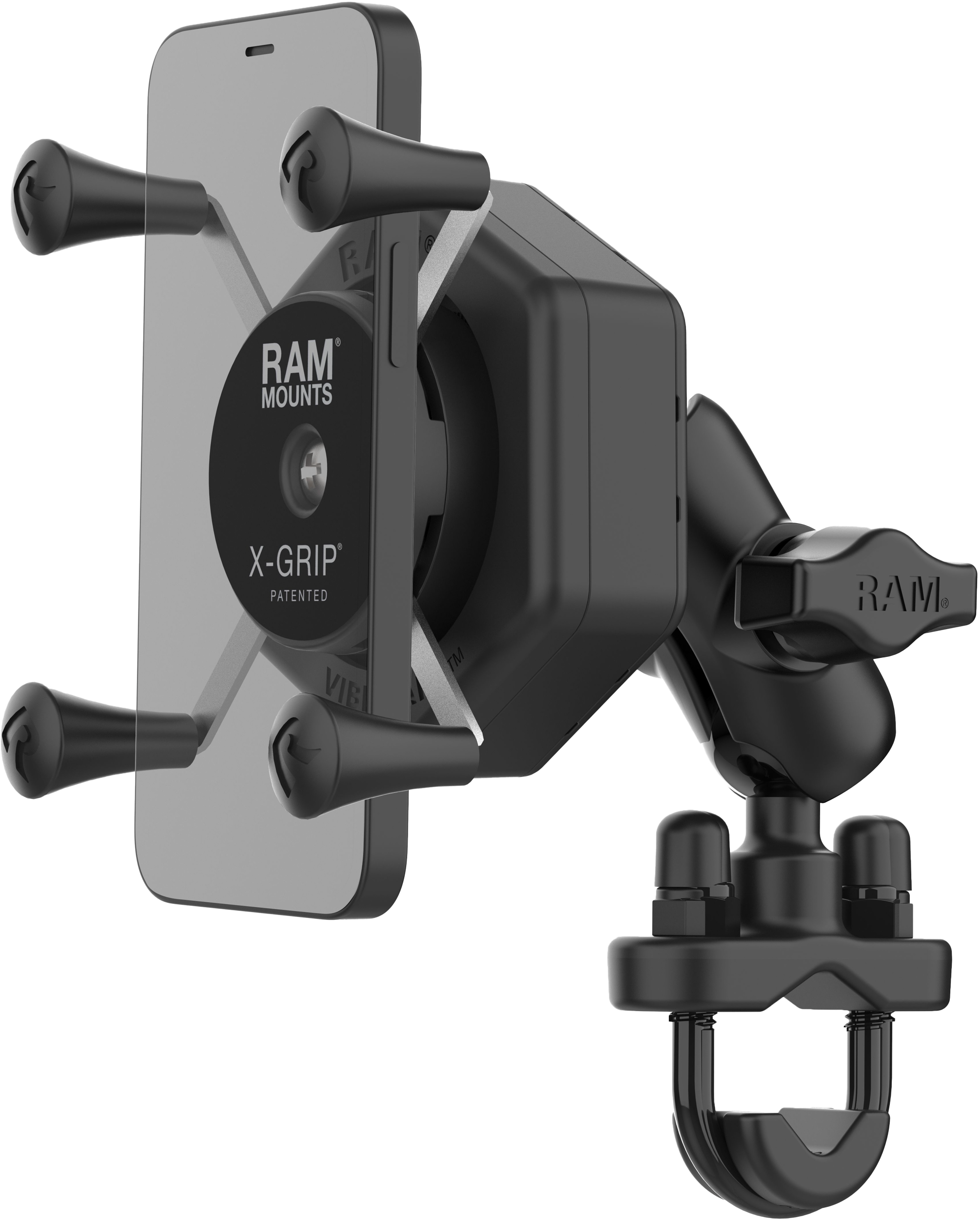 X-GRIP VIBE-SAFE PHONE MOUNT WITH U-BOLT BASE MEDIUM